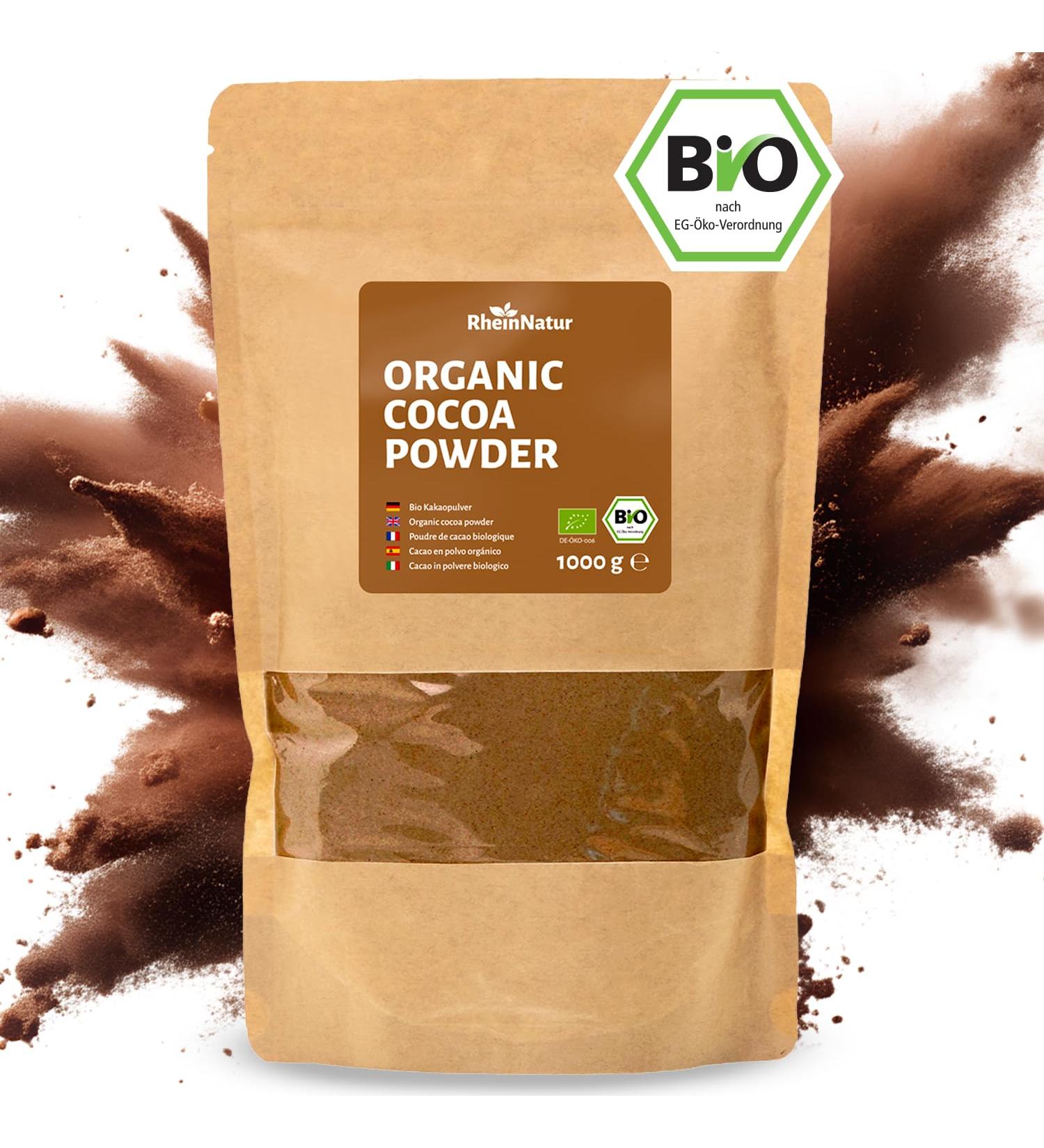 RheinNatur Organic Cocoa Powder 1kg - 100% Pure Organic Grade Cocoa Unsweetened & No Additives - Ideal for Baking Hot Choco - Buy Online on GoSupps.com