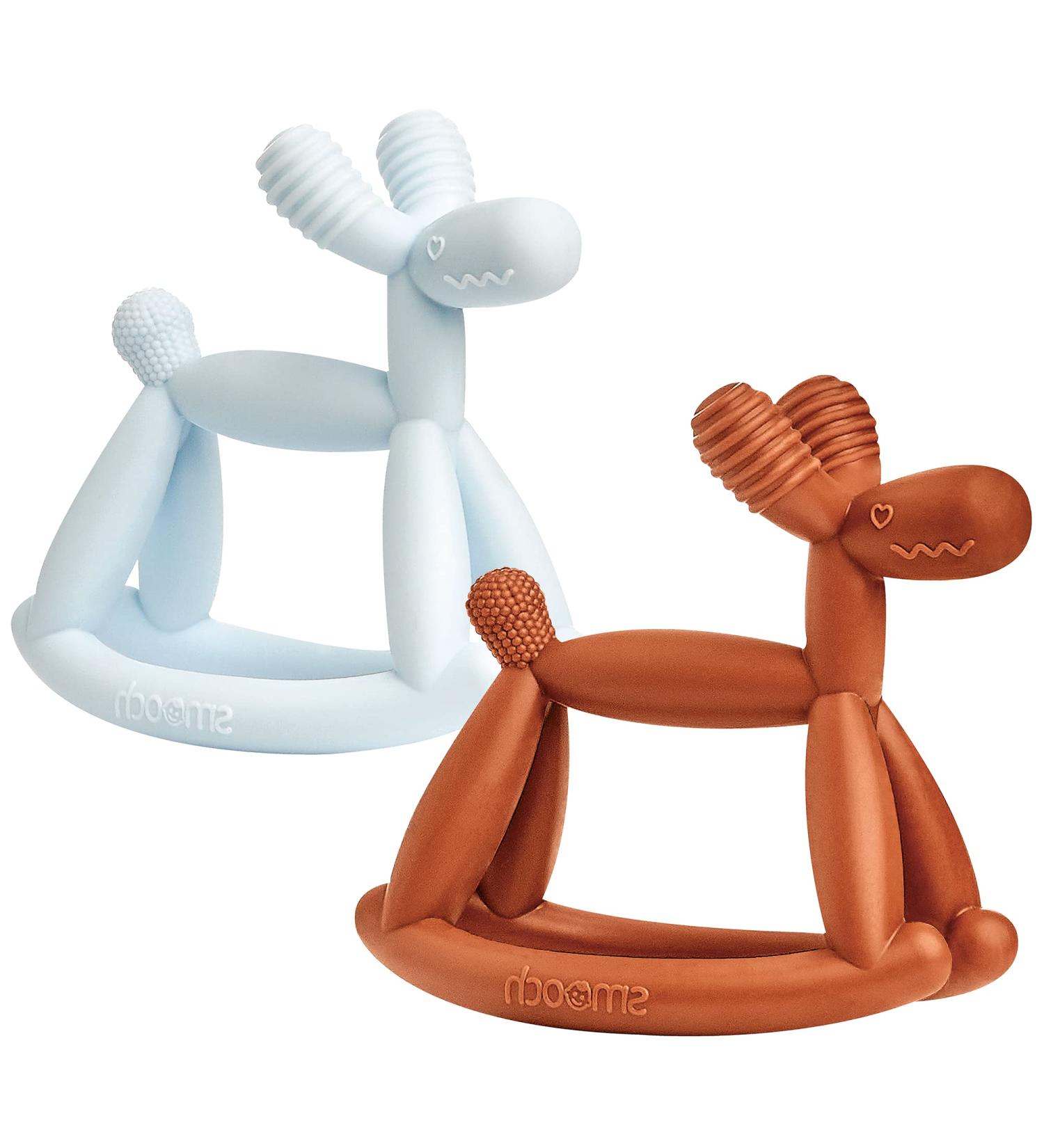 Smooch Rocking Teething Toys for Babies 0-6 Months - Silicone Baby Teether for Teething Relief (Light Blue+Amber) - Buy Online on GoSupps.com