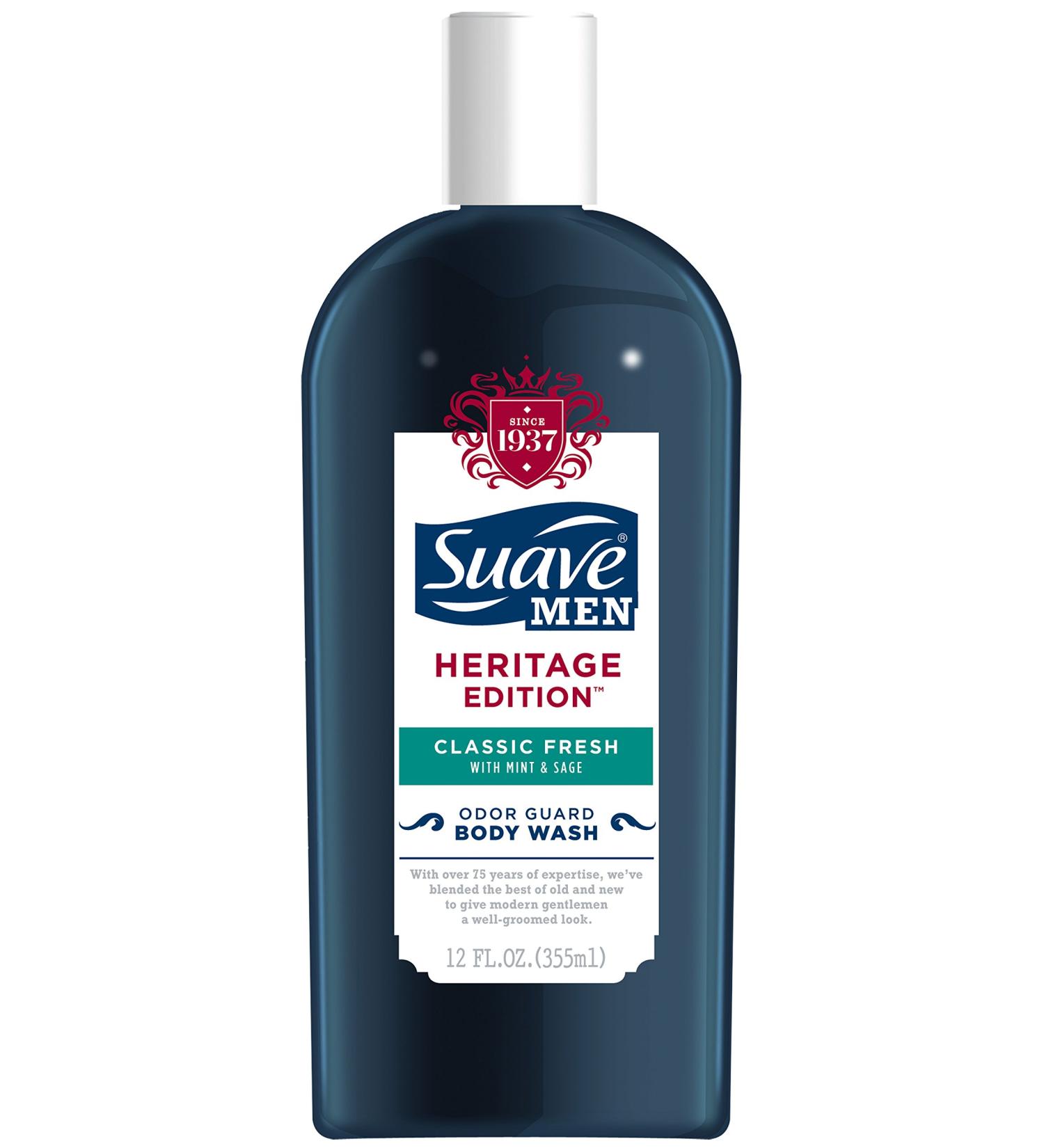 Suave Men Heritage Edition Body Wash Classic Fresh 12 Ounce
