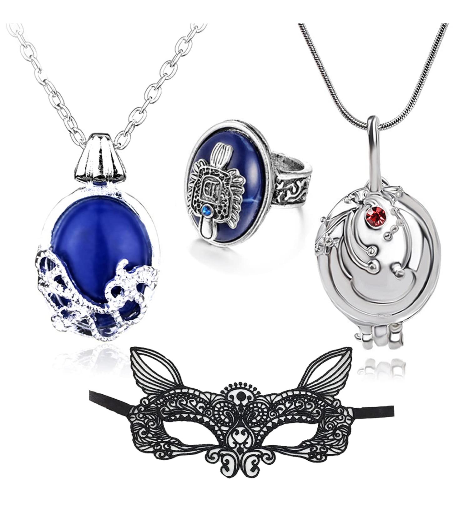Shop Hjyzy 4-Piece Vampire Diaries Masquerade Set: Katherine Elena & Damon Inspired Masks Medallion & Gothic Jewelry - International Shipping Available - Buy Online on GoSupps.com