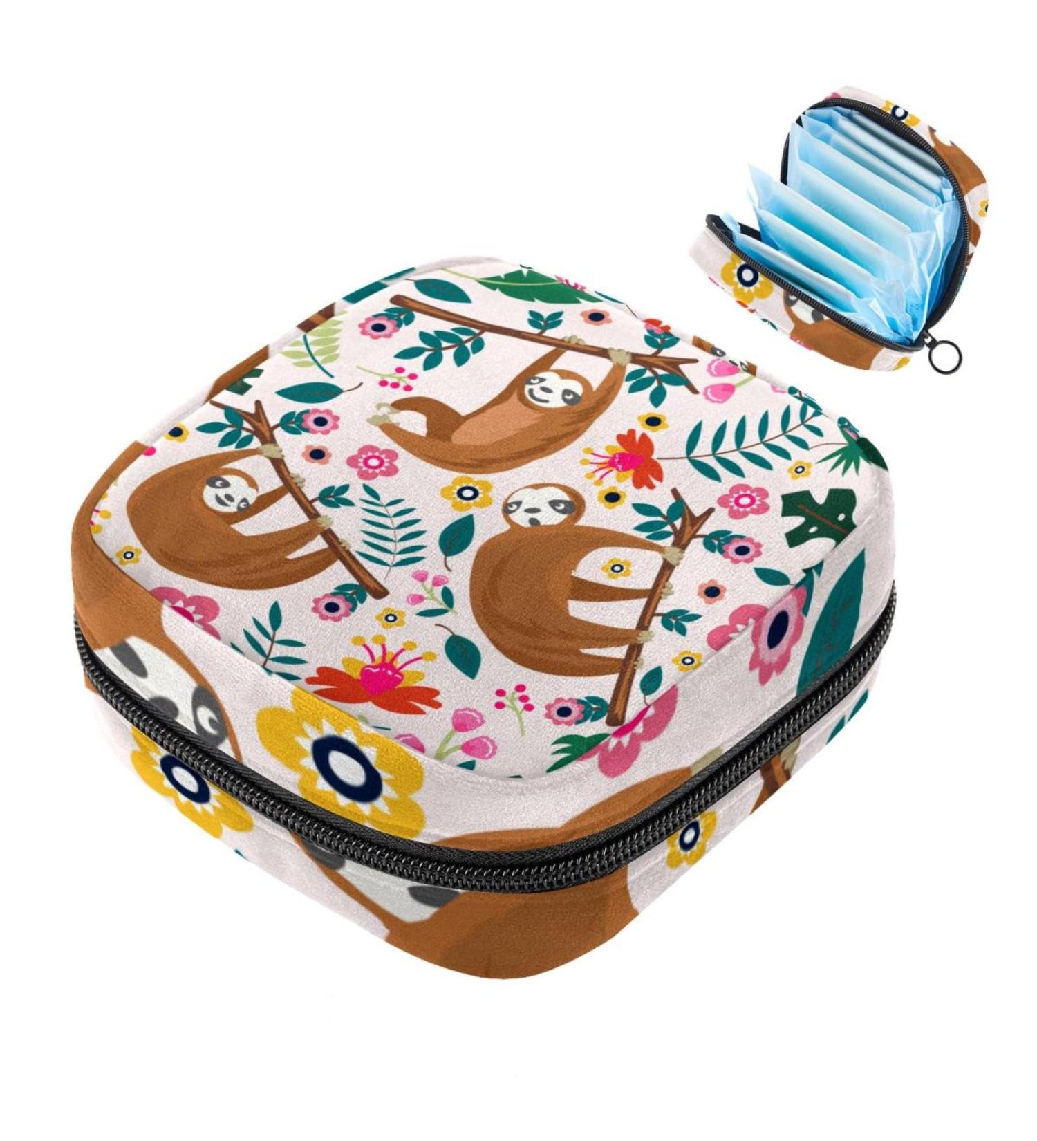Cute Sloth Storage Bags for Women's Bandages & Period Supplies | Portable Multi-Color Holders for School & Office - Buy Online on GoSupps.com