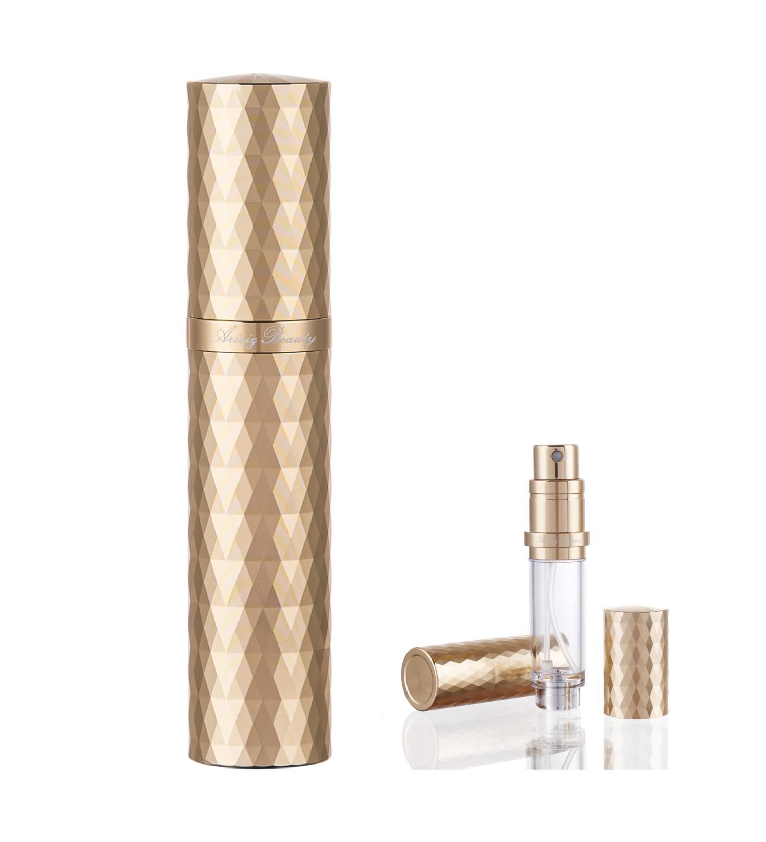 AricizBeauty Travel Perfume Refillable Empty Atomizer 5ml. Pocket Recyclable Portable Sprayer Bottle Pump Dispenser Perfume Container for Men and Women. Fashion Diamond Surface Design (GOLD) - Buy Online on GoSupps.com