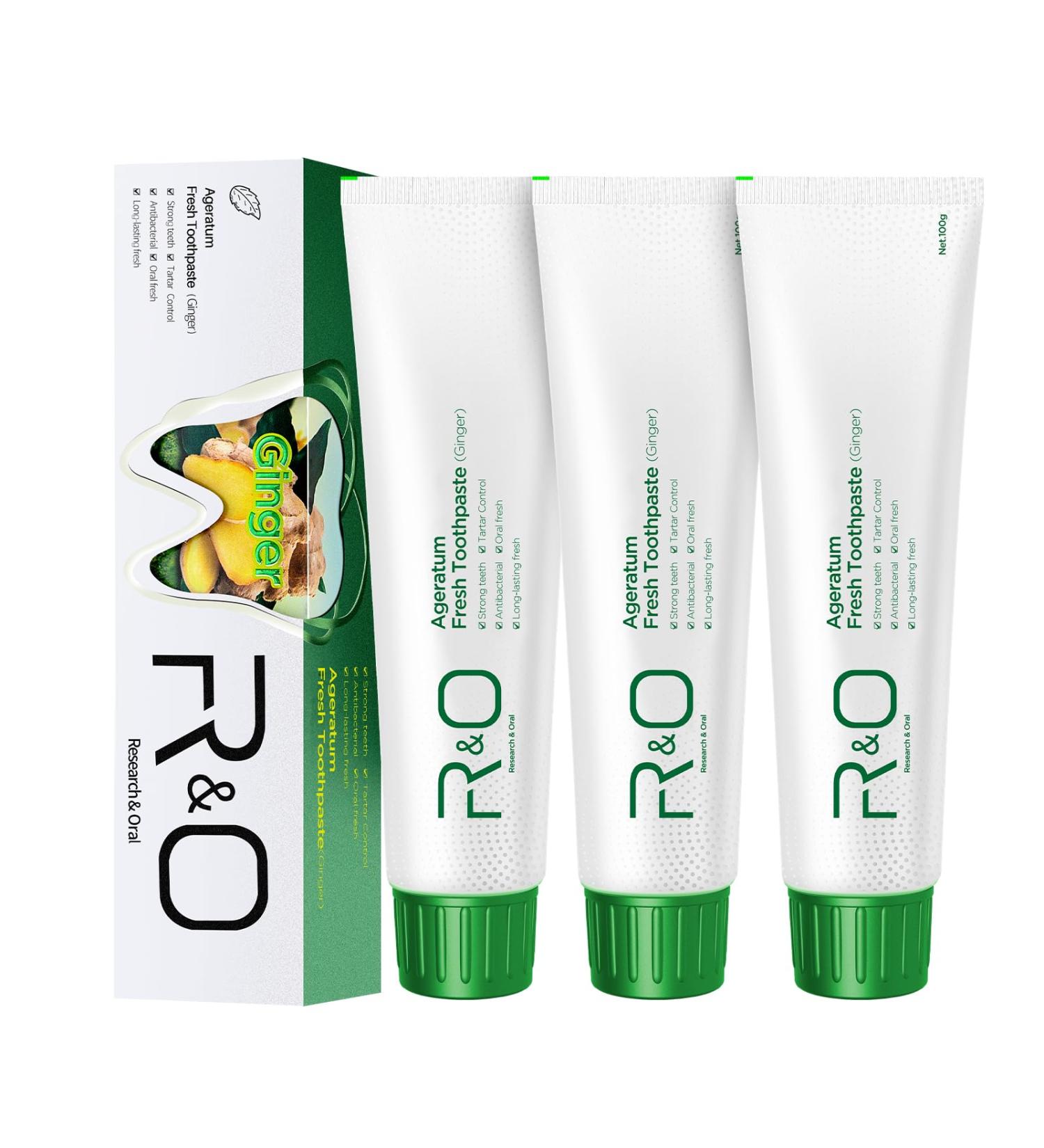 R&O Ginger Mint Fresh Toothpaste 3.53 oz - A Miracle for Oral Hygiene Maintains Fresh Breath Relieves Oral Discomfort Removes Dental Plaque (3) - Buy Online on GoSupps.com