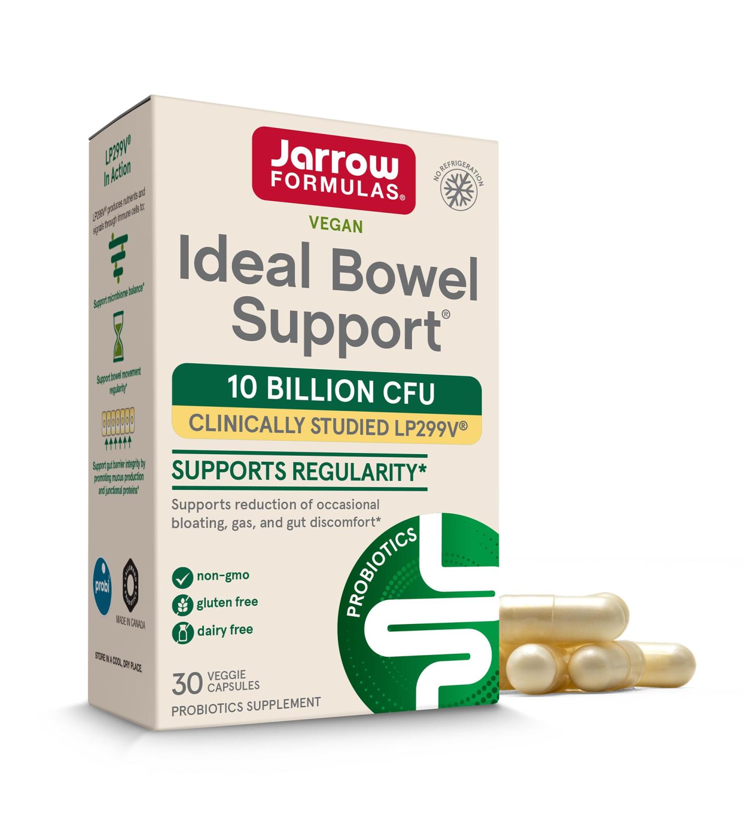 Jarrow Formulas Ideal Bowel Support Probiotics - 10 Billion CFU Digestive Health & Bowel Support 30 Veggie Capsules - 30 Day Supply - Buy Online on GoSupps.com