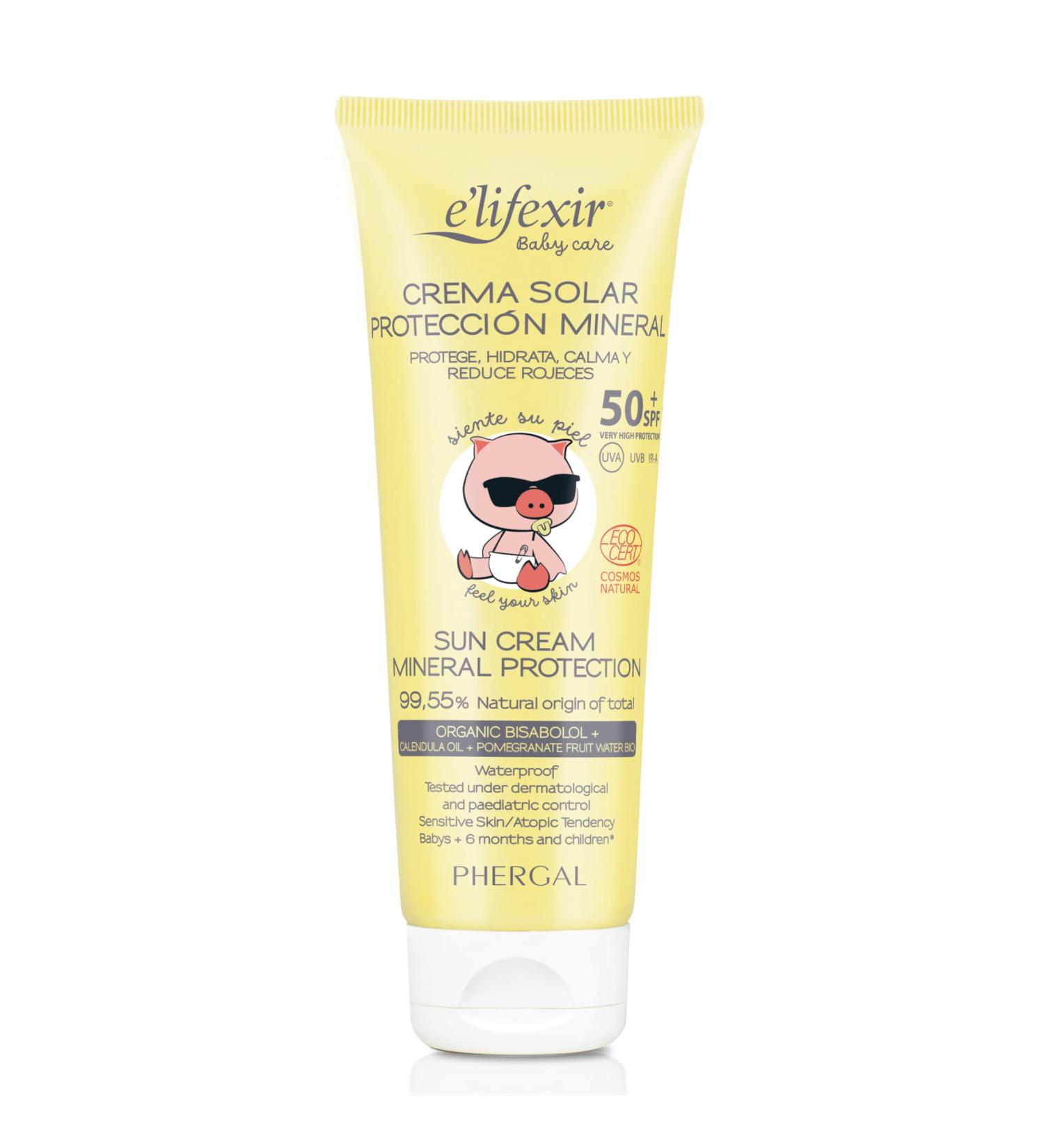Elifexir Baby Care - Mineral Sunscreen for Children - UVA/UVB/IR-A SPF 50+ - 100% Mineral Filters - 99% Natural Ingredients - Water Resistant - Face and Body - 100 ml - Buy Online on GoSupps.com