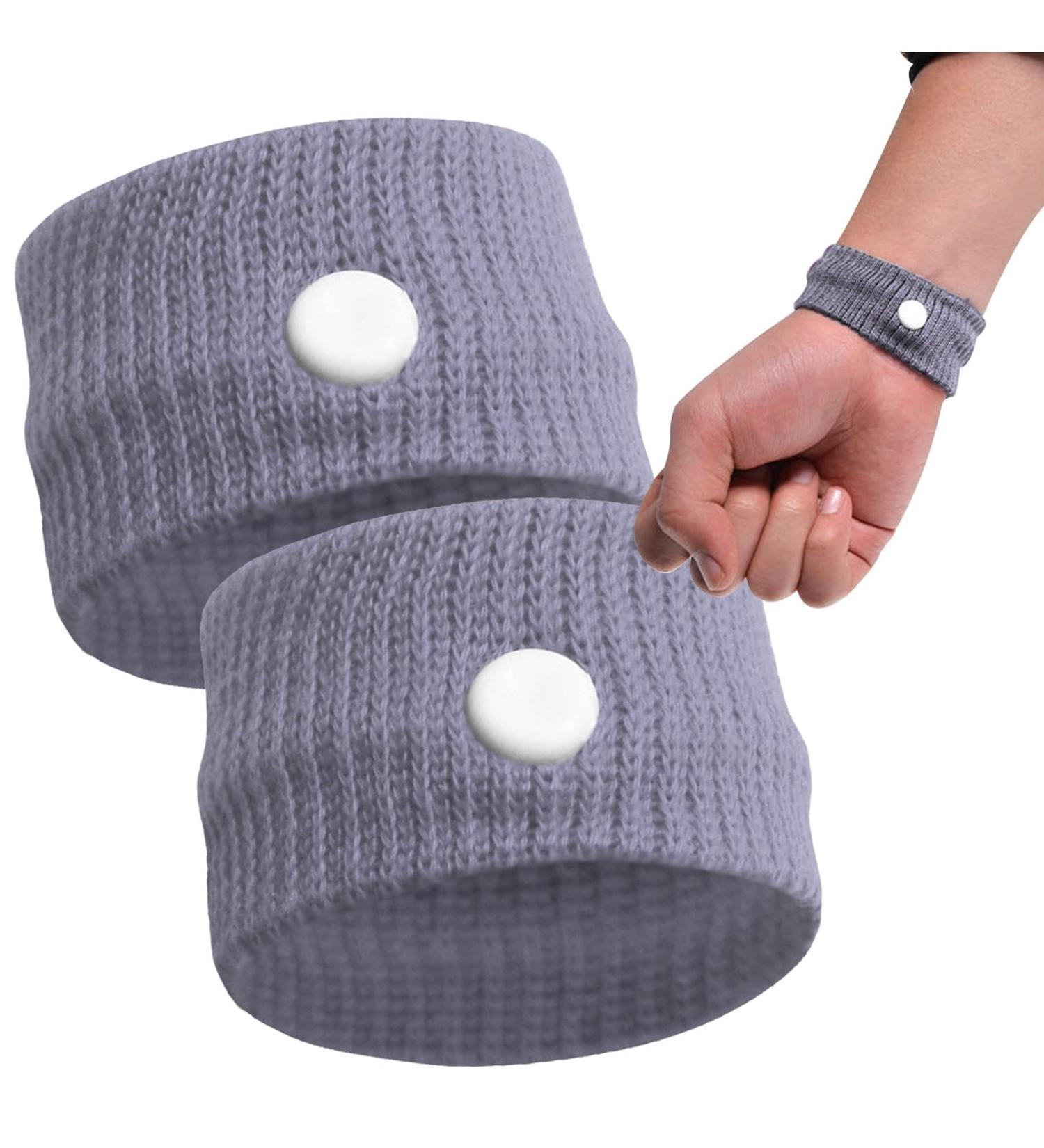 Acupressure Bracelet Set - 2 Pairs Anti-Nausea Wristbands for Seasickness Pregnancy & Exhaustion Relief - Buy Online on GoSupps.com