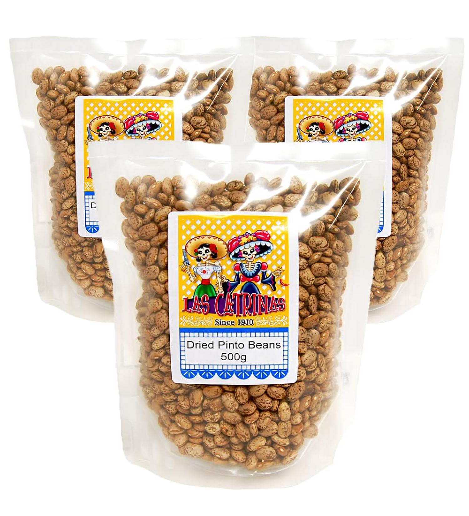 Las Catrinas Pinto Dried Beans 3 x 500g / Authentic Mexican Frijoles Dried Pinto Beans for Cooking - Buy Online on GoSupps.com