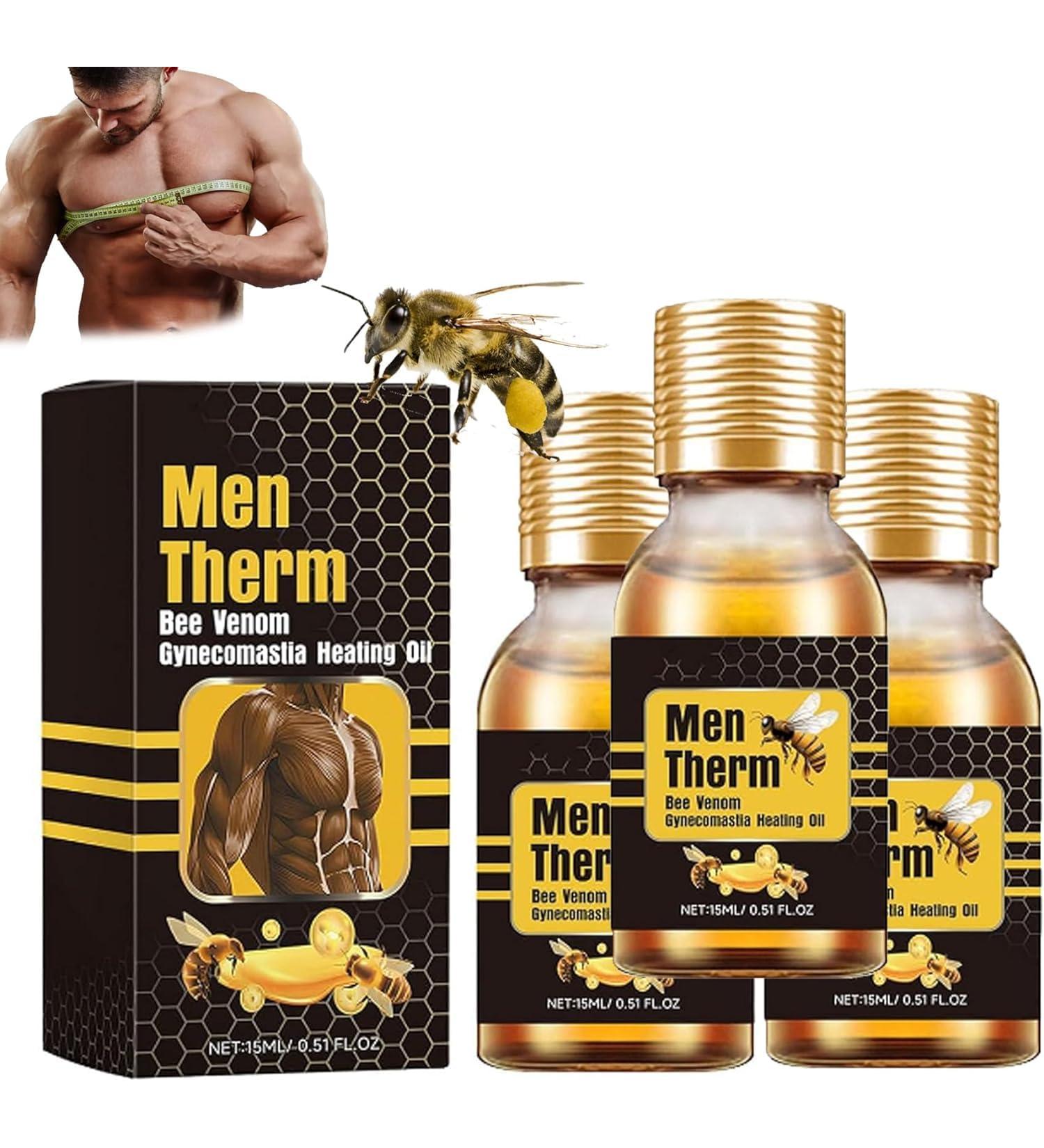 Mentherm Bee Venom Oil for Gynecomastia - 15ml | Strengthen Chest Muscles (3 Pieces) - International Shipping Available - Buy Online on GoSupps.com