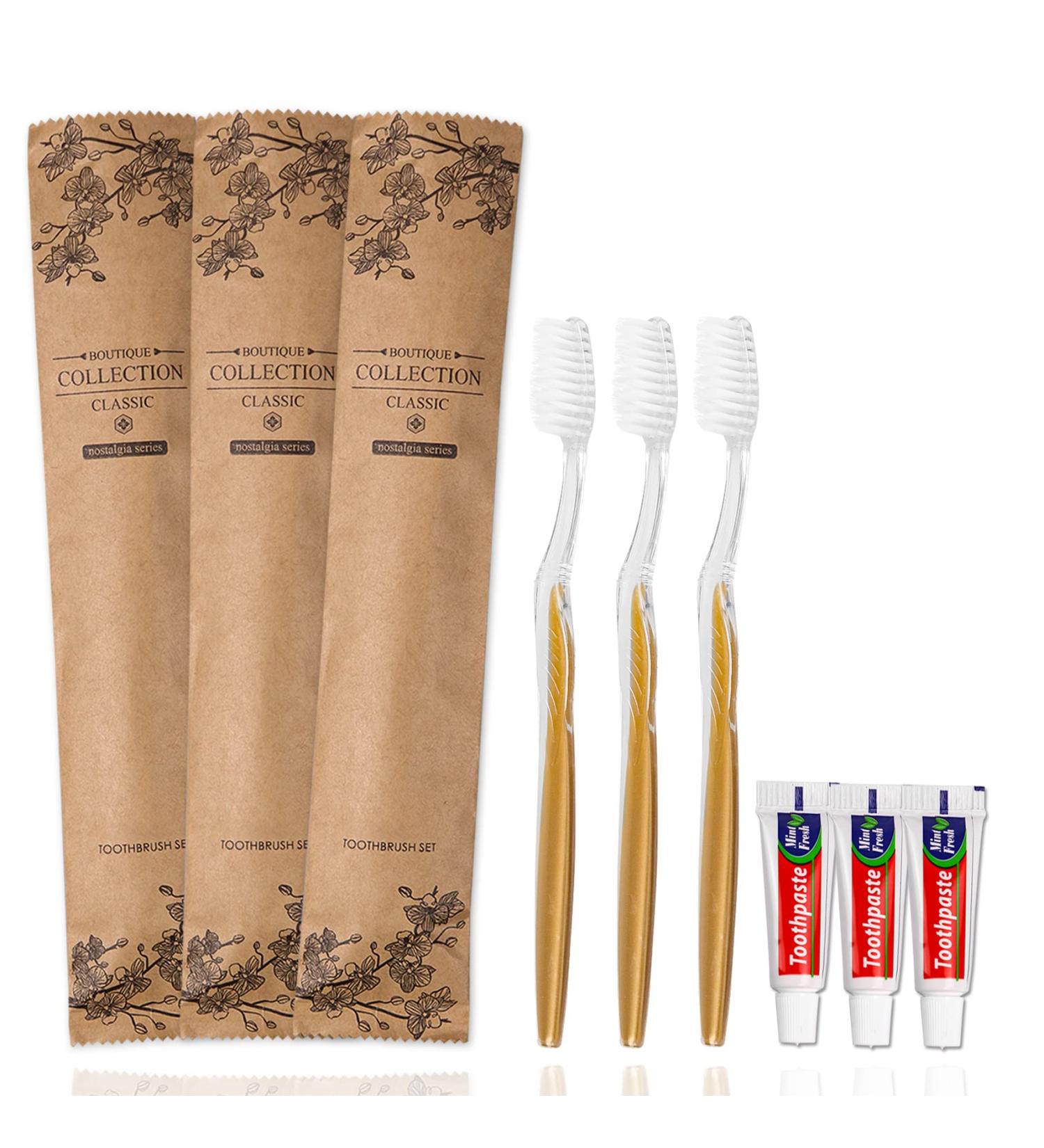 Bulk Disposable Toothbrushes with Toothpaste - 20 Individually Wrapped Travel Kits for Hotels Airbnb Weddings & Charities - Buy Online on GoSupps.com