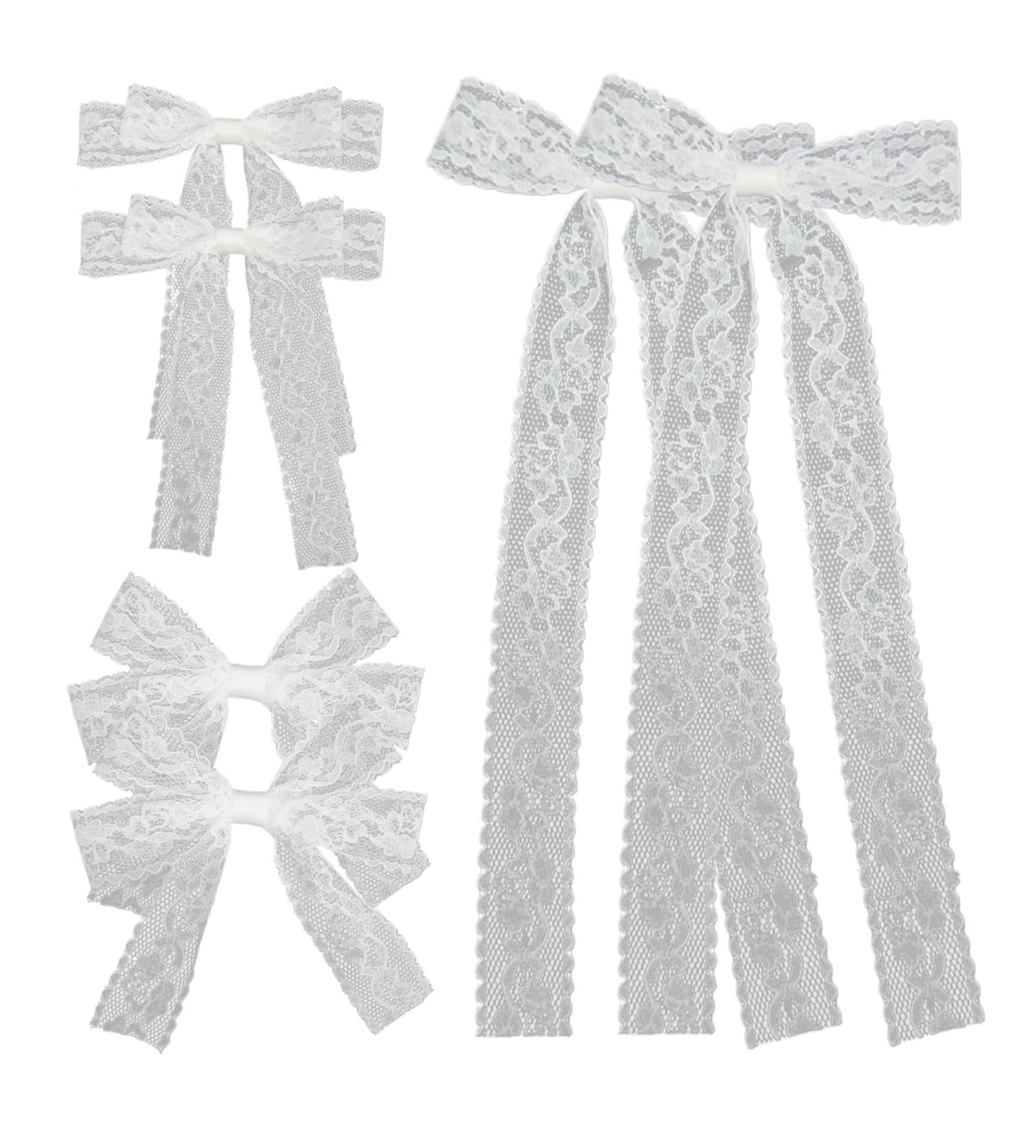 6pcs Lace Hair Bow for Women Girls Tulle Lace Bows for Hair with Long Ribbon White Lace Bow with Metal Clips for Party Birthday Wedding Festival Lace Bows for Hair White Lace Bow White Ribbon for Hair - Buy Online on GoSupps.com