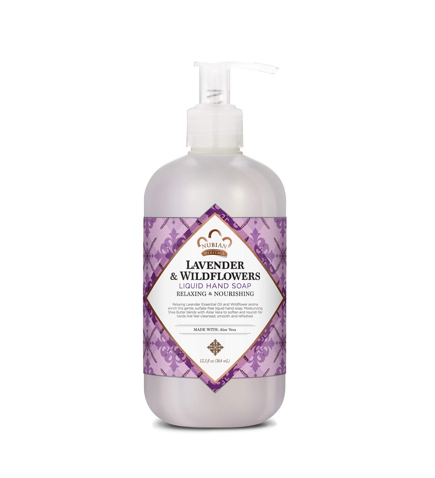 Nubian Heritage Lavender Wildflowers Hand Soap 12.3 oz | Cruelty-Free Moisturizing for Dry Hands - Buy Online on GoSupps.com