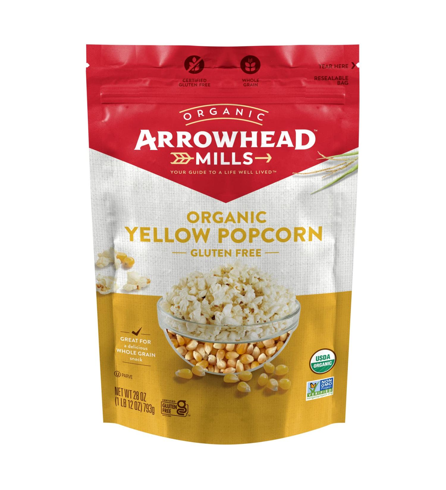 Arrowhead Mills Organic Yellow Popcorn - 28 oz 1.75 Pound (Pack of 1)