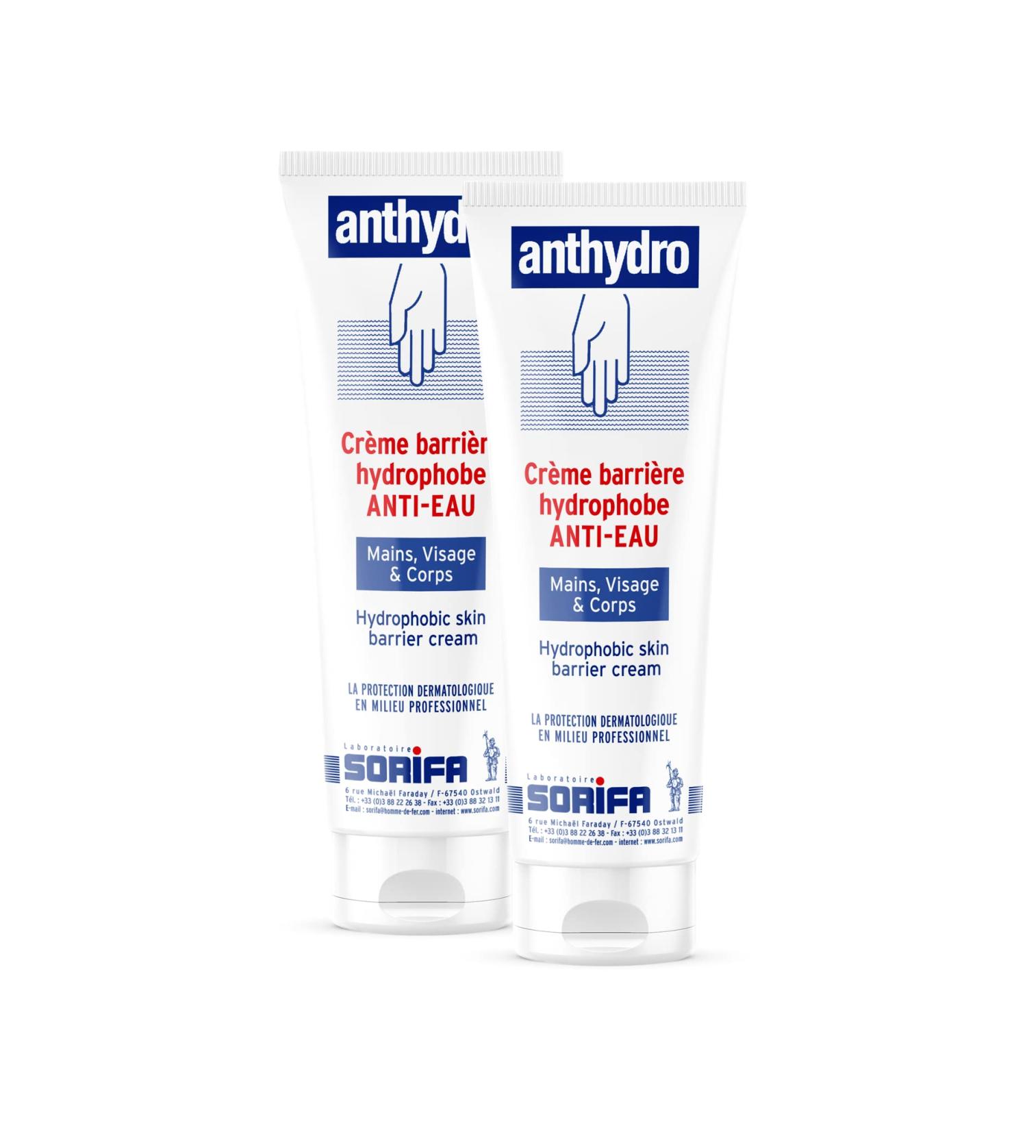 Sorifa Laboratory 2 pieces Anthydro barrier cream water protection antismurf hands face and body high tolerance perfumefree tube 125 ml
