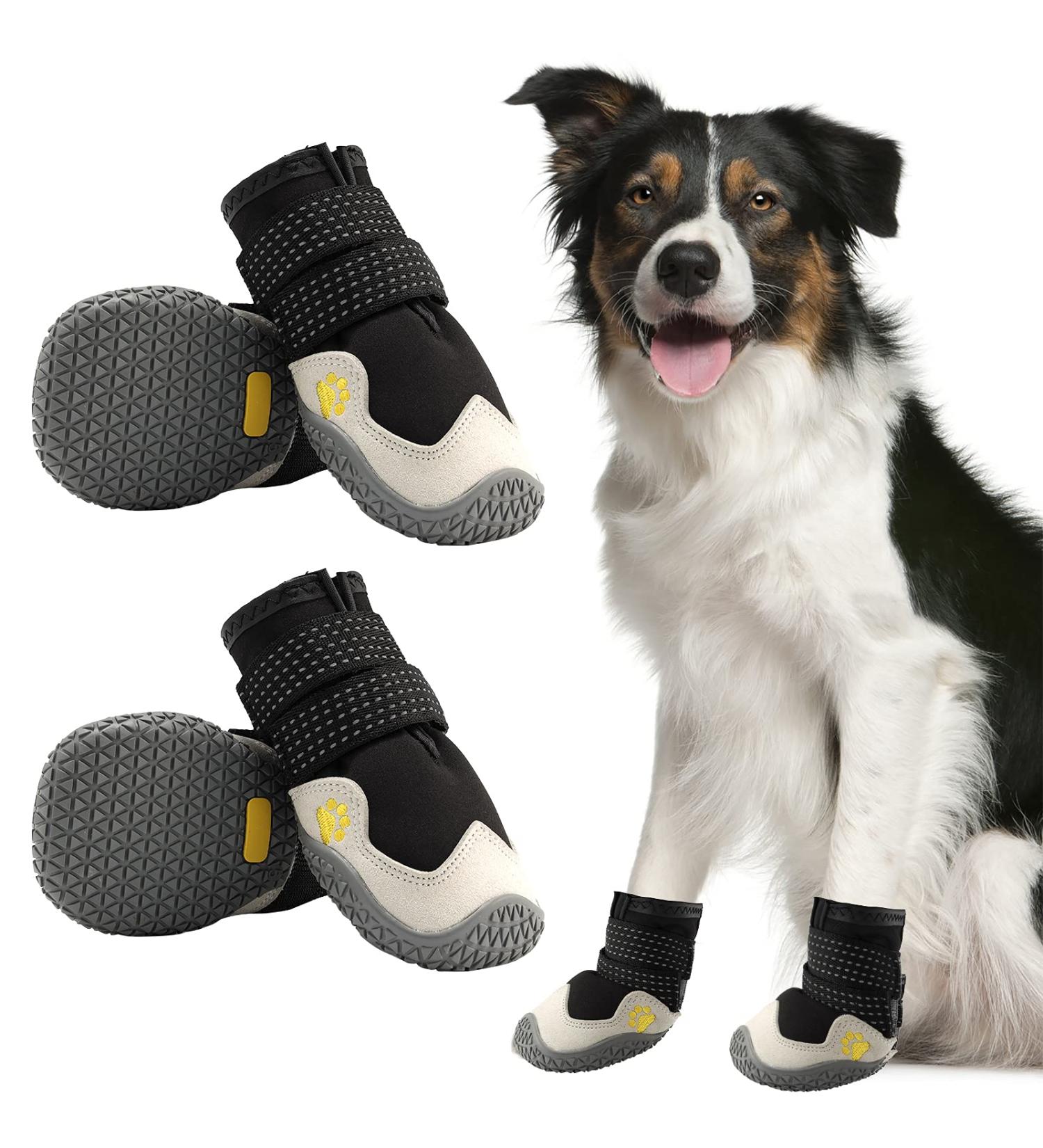Buy Dog Shoes - Breathable 4-Piece Boots with Reflective Straps | Microfiber Leather & Rubber Sole | Size B (5: 5.3-5.7 cm) - Paw Protection for All Breeds - Buy Online on GoSupps.com