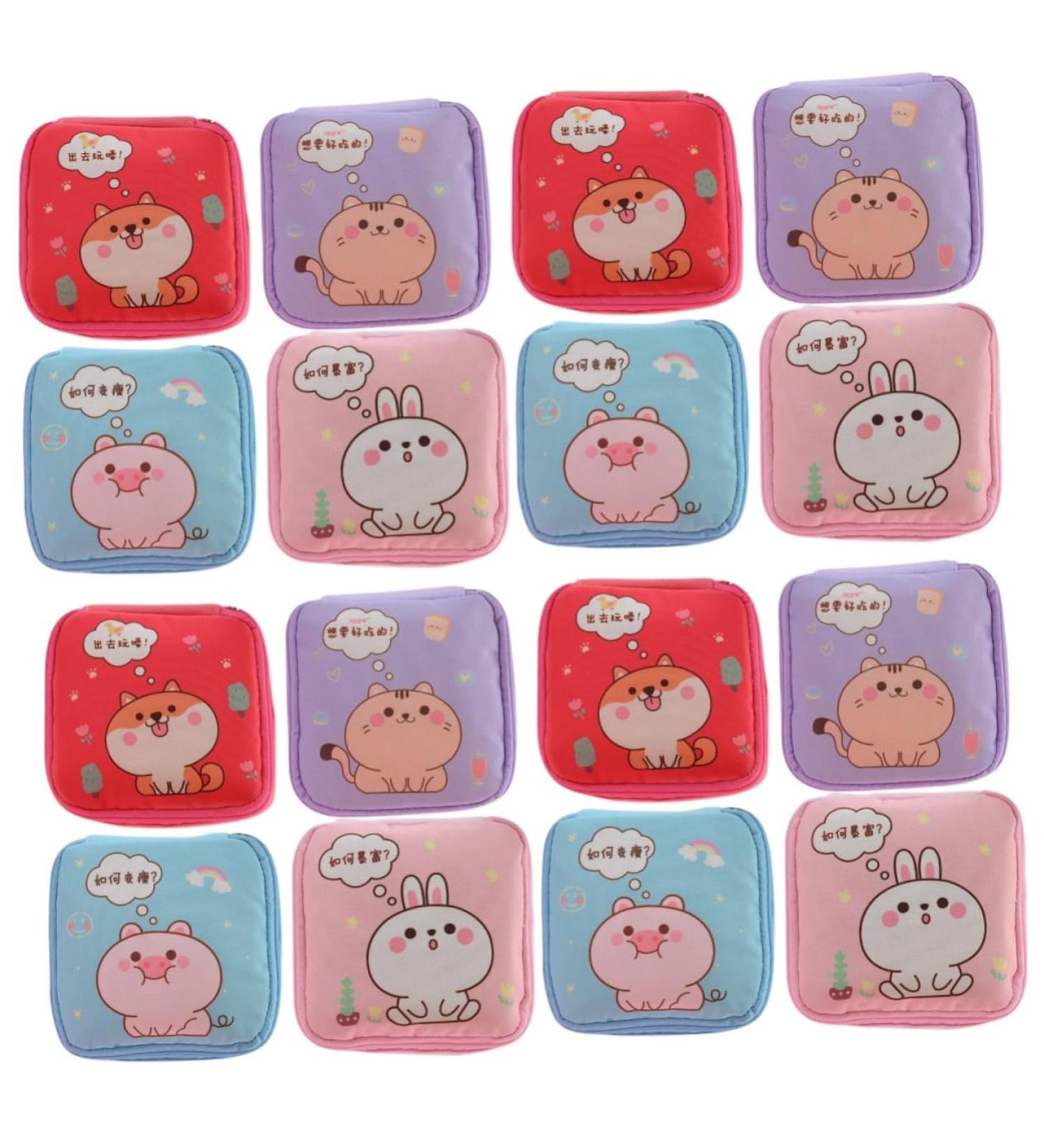 Healifty Period Towel Storage Bag Organizer for Teens - 16 Pcs Zip Lock Makeup Travel Bag Case, Nursing Mat Pouch - Cute Miss Design - 11X11X4.5CM (As Shown) - Buy Online on GoSupps.com