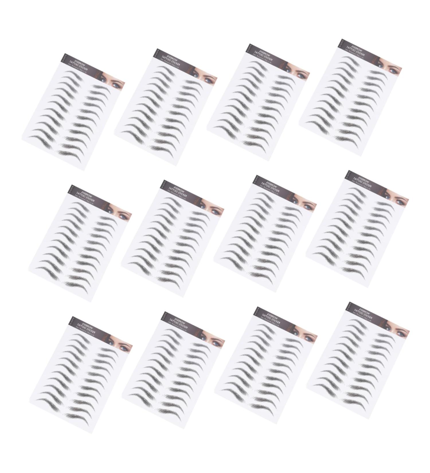 FRCOLOR 12 Sheets Waterproof Eyebrow Stickers Black Makeup Black Eyebrow Tattoos Hair-like Eyebrows Stickers - Buy Online on GoSupps.com