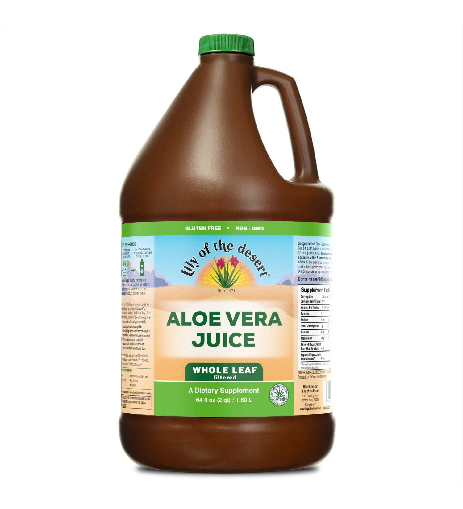 Lily Of The Desert Aloe Vera Juice - 64 Fl Oz (Pack of 1) | Certified Organic Whole Leaf | Dietary & Immune Support | Digestive Aid | Antioxidant Beverage - Buy Online on GoSupps.com
