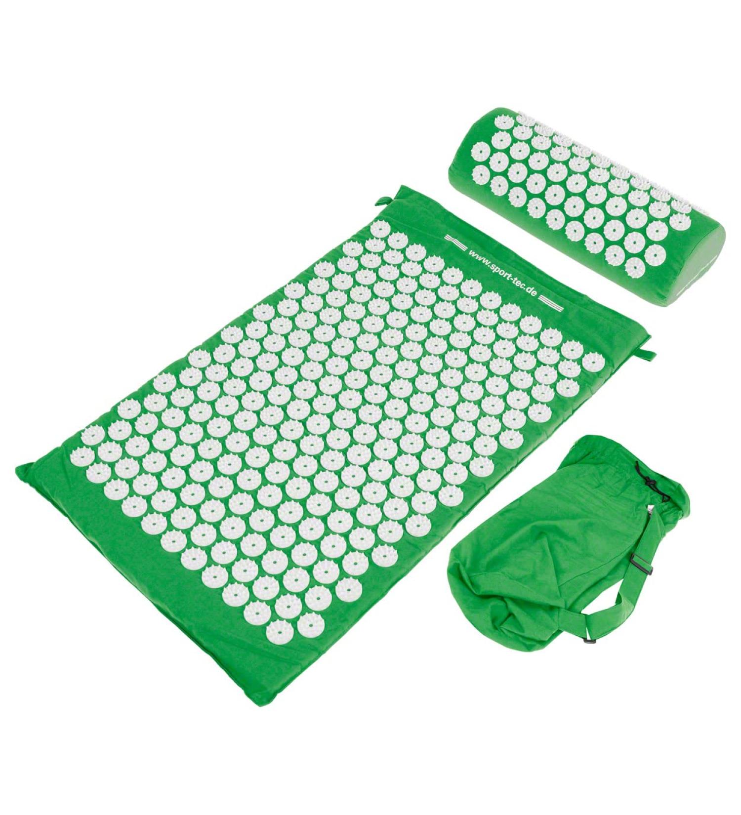 Sport-Tec Acupressure Set - Green Acupressure Mat & Pillow for Pain Relief | International Shipping - Buy Online on GoSupps.com