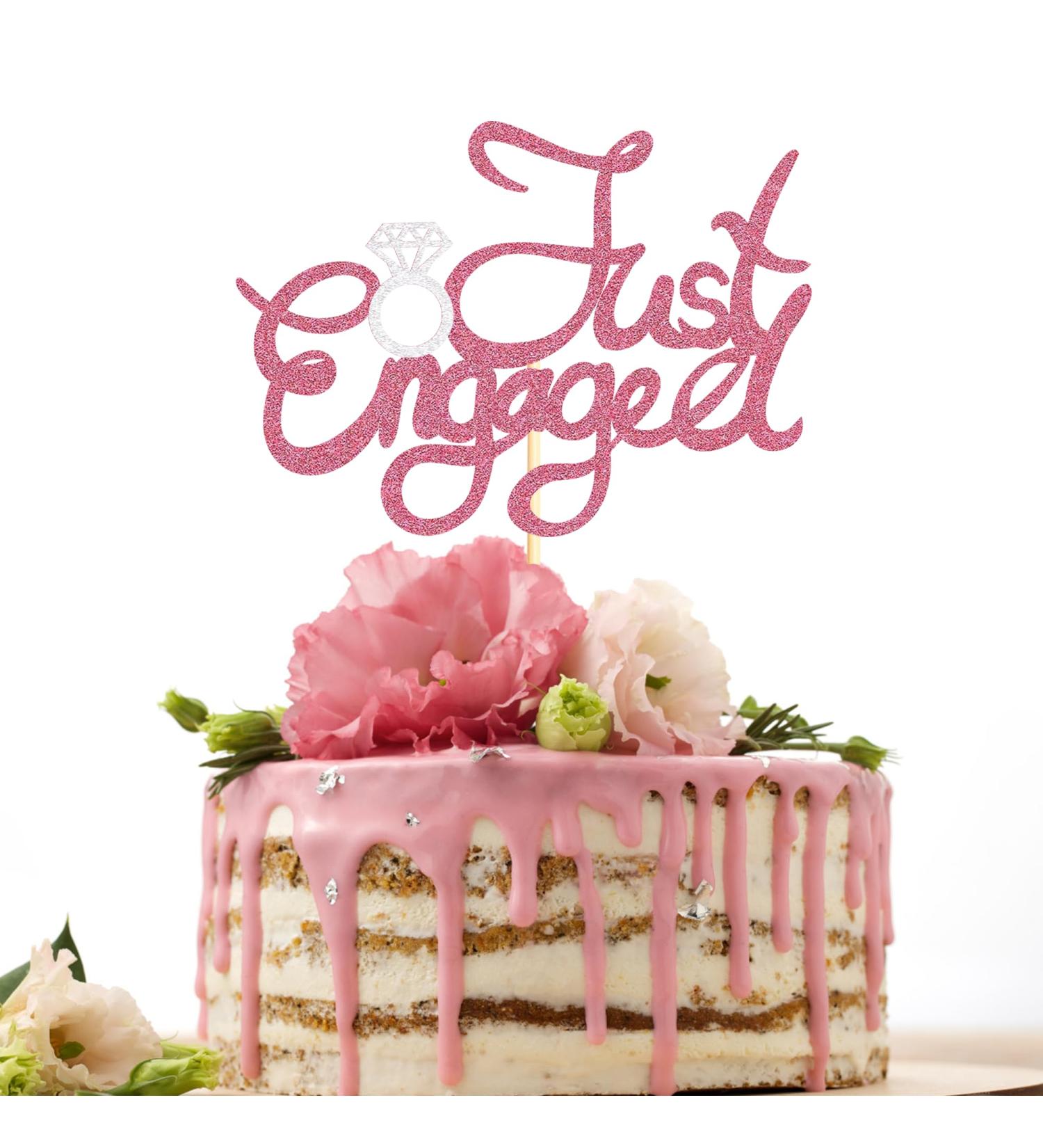 Sotpot 1 Pack Just Engaged Cake Topper Pink Glitter We're Engaged Cake Pick Engagement Party Decorations Bridal Engagement Wedding Cupcake Decoration Party Supplies - Buy Online on GoSupps.com
