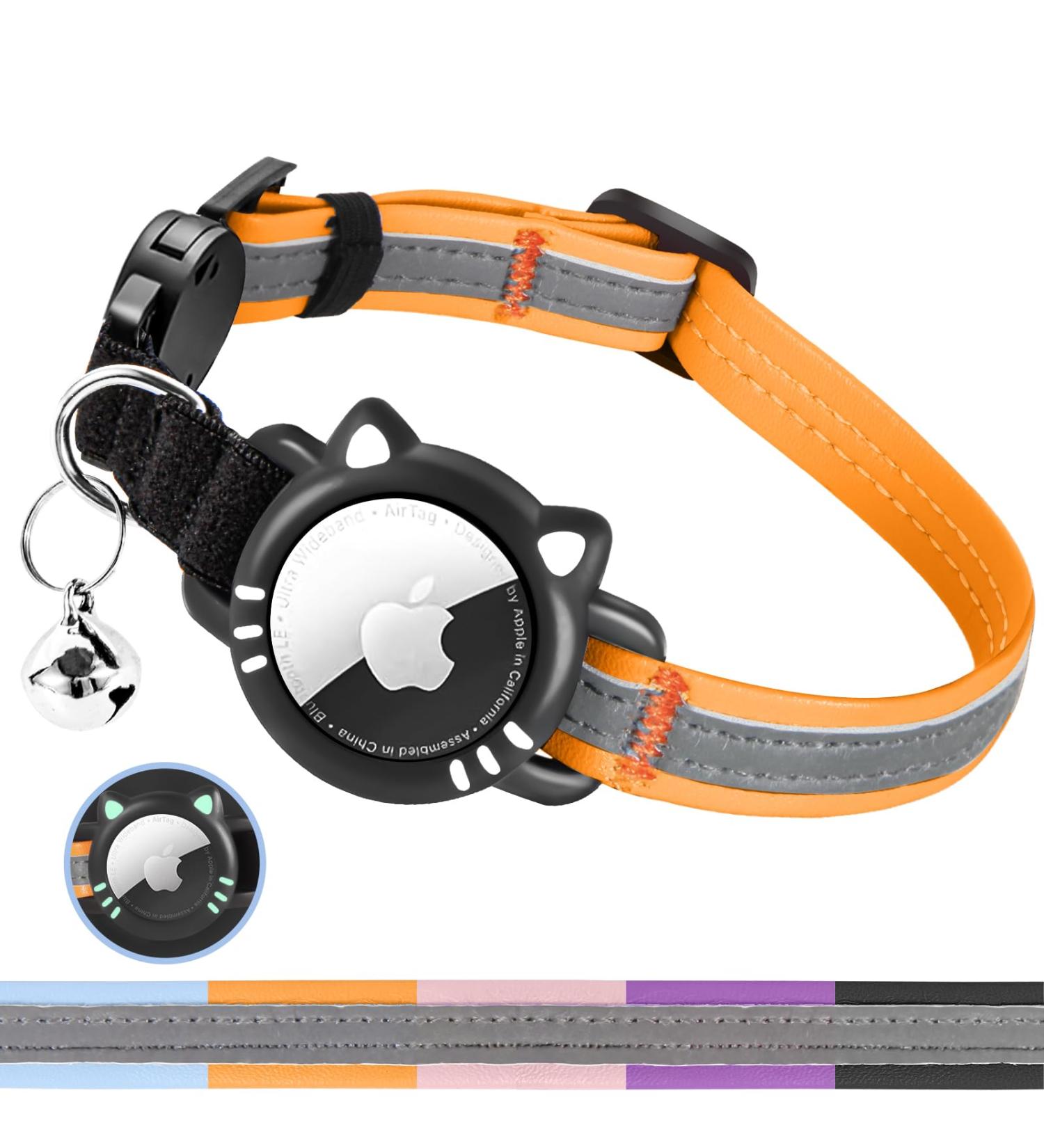 Agoumlux Airtag Cat Collar - Reflective Adjustable Safety Buckle Bright Breakaway Collar with Bell for Young Cats - XS (17.5-23 cm) Orange - Buy Online on GoSupps.com