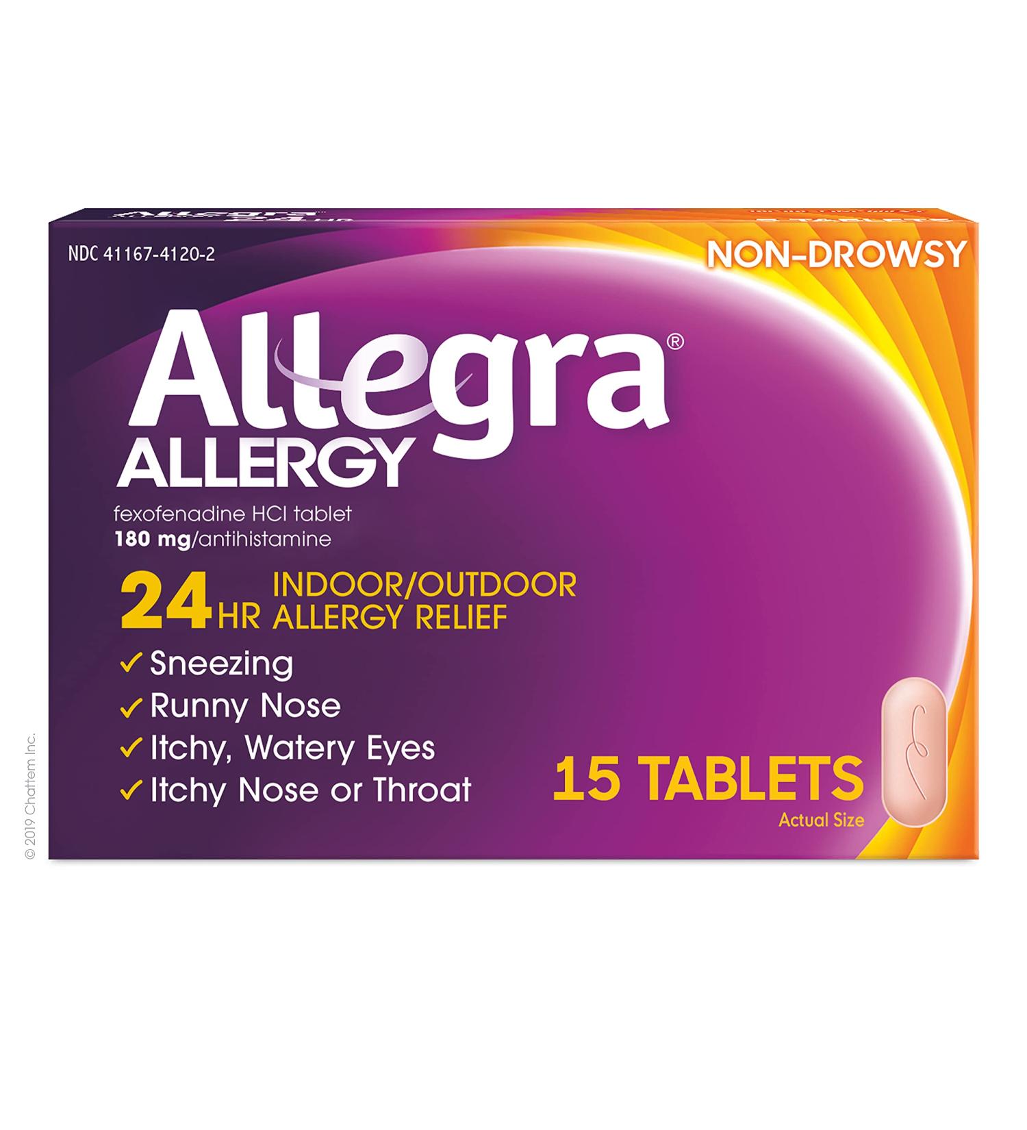 Allegra Adult 24HR Non-Drowsy Antihistamine 15 Tablets - Fast-Acting Allergy Relief (180 mg) - Buy Online on GoSupps.com