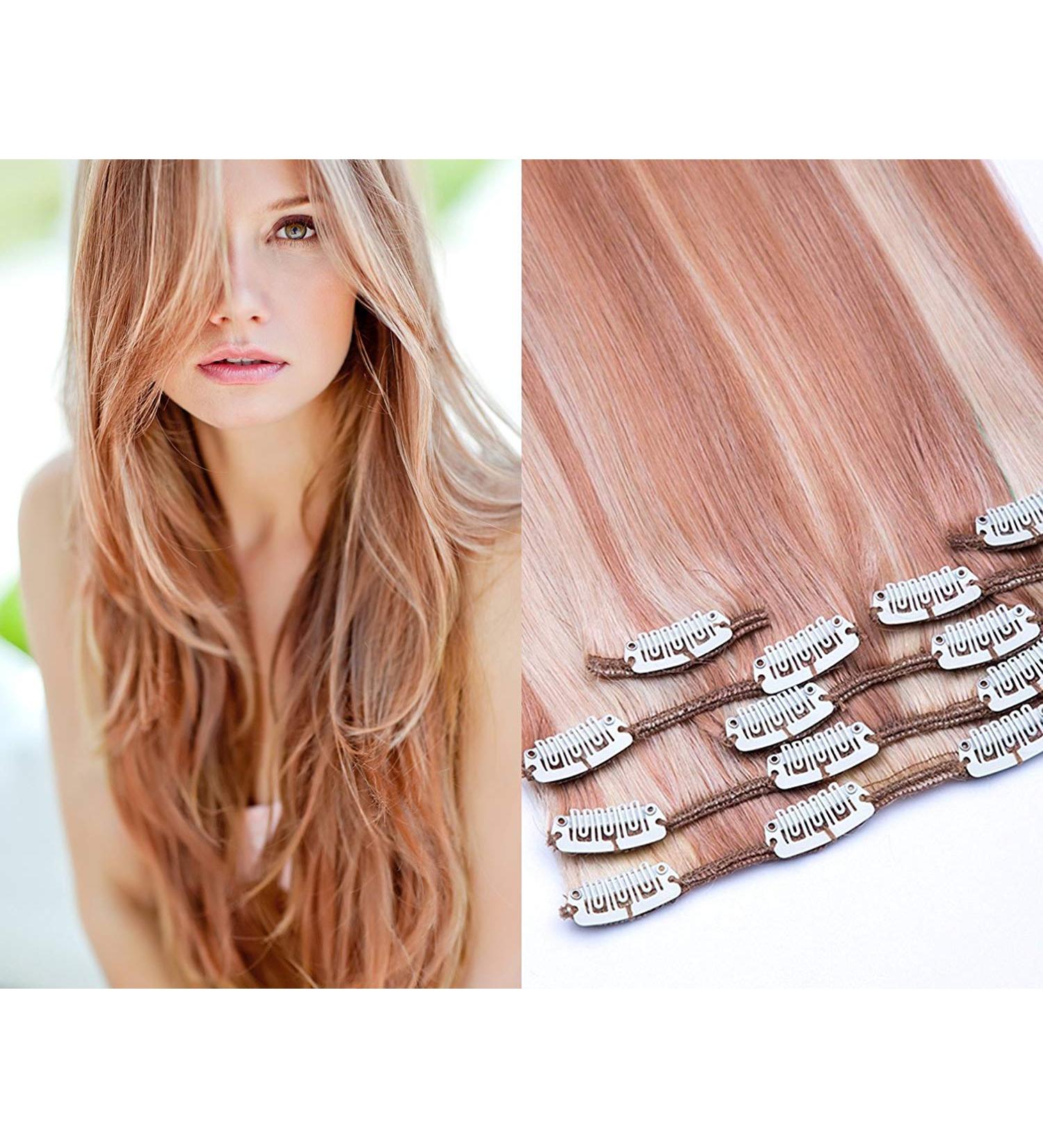 100% Real Hair Clip-In Extensions Set | 7 Part 70g 55cm Hair Extensions #27/613 Honey Blonde - Bright Light Blonde - Buy Online on GoSupps.com
