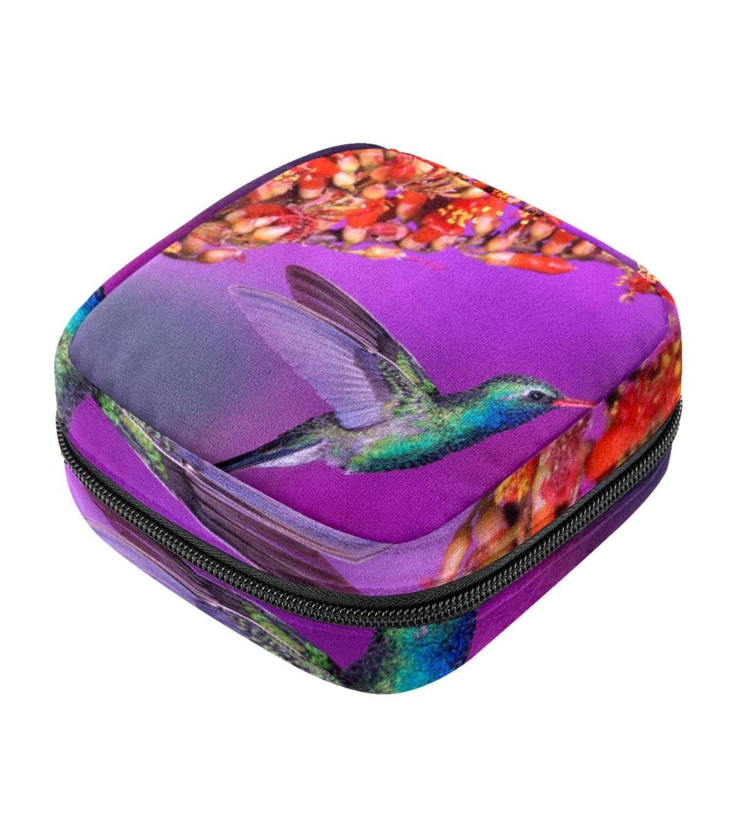 Women's Napkin Storage Bag - Colibri Red Flowers | Portable Menstrual Cup & Bandage Organizer | Ideal for First Period - Buy Online on GoSupps.com