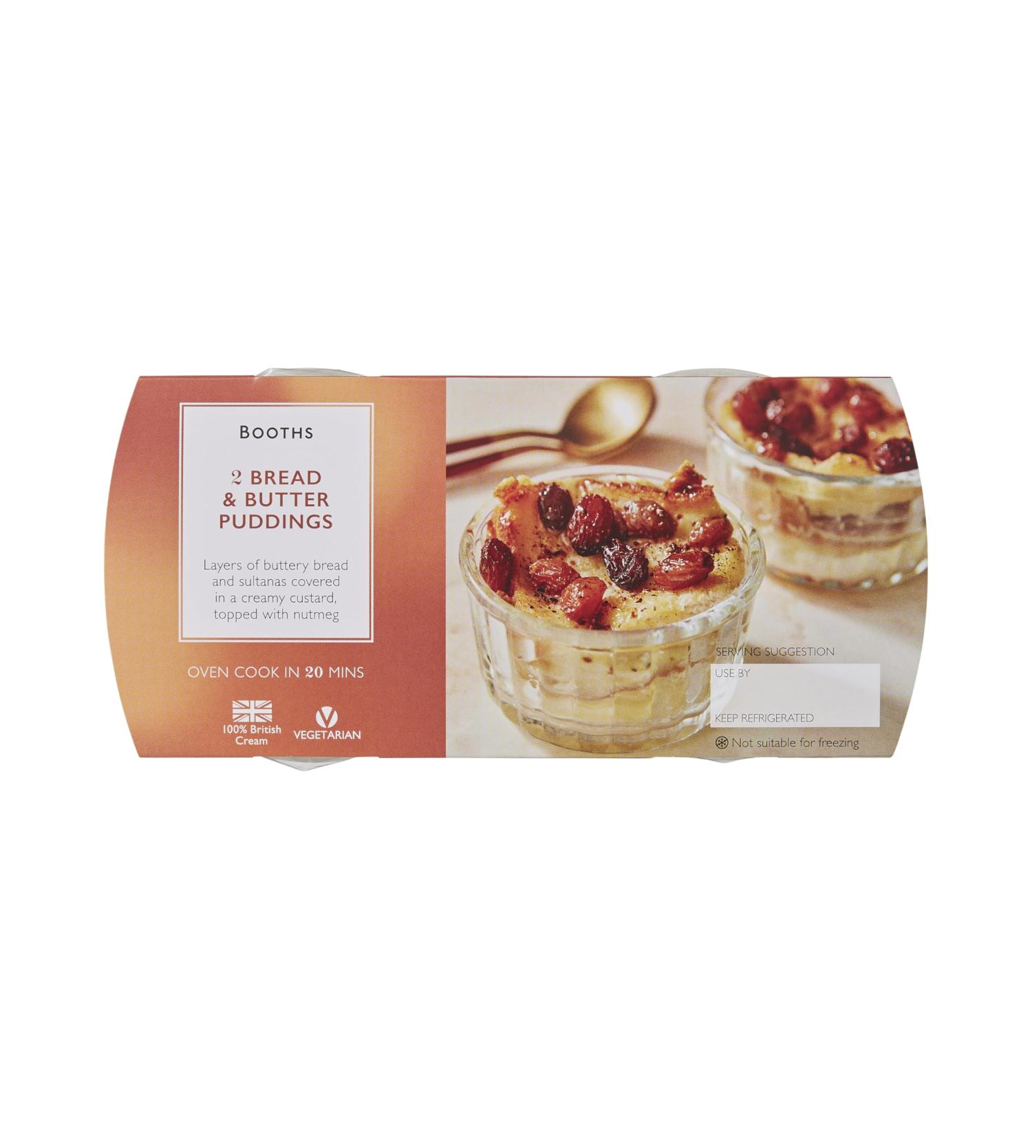 Booths Bread & Butter Pudding 2 x 125g - Delicious Dessert Ready to Enjoy - Buy Online on GoSupps.com