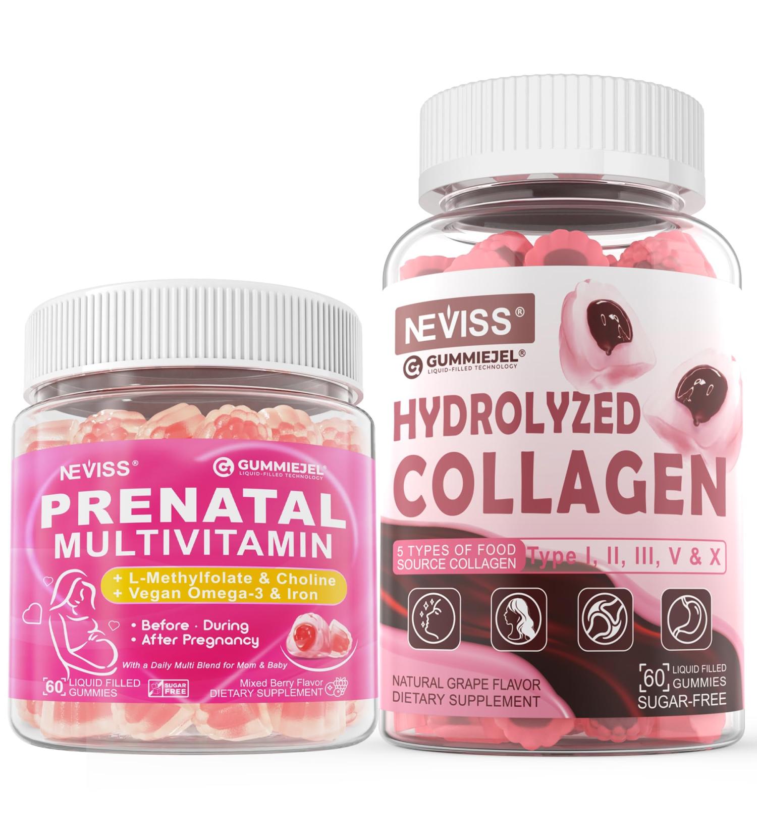 NEVISS Prenatal Vitamins for Women + Collagen Peptides Gummies for Women - Buy Online on GoSupps.com