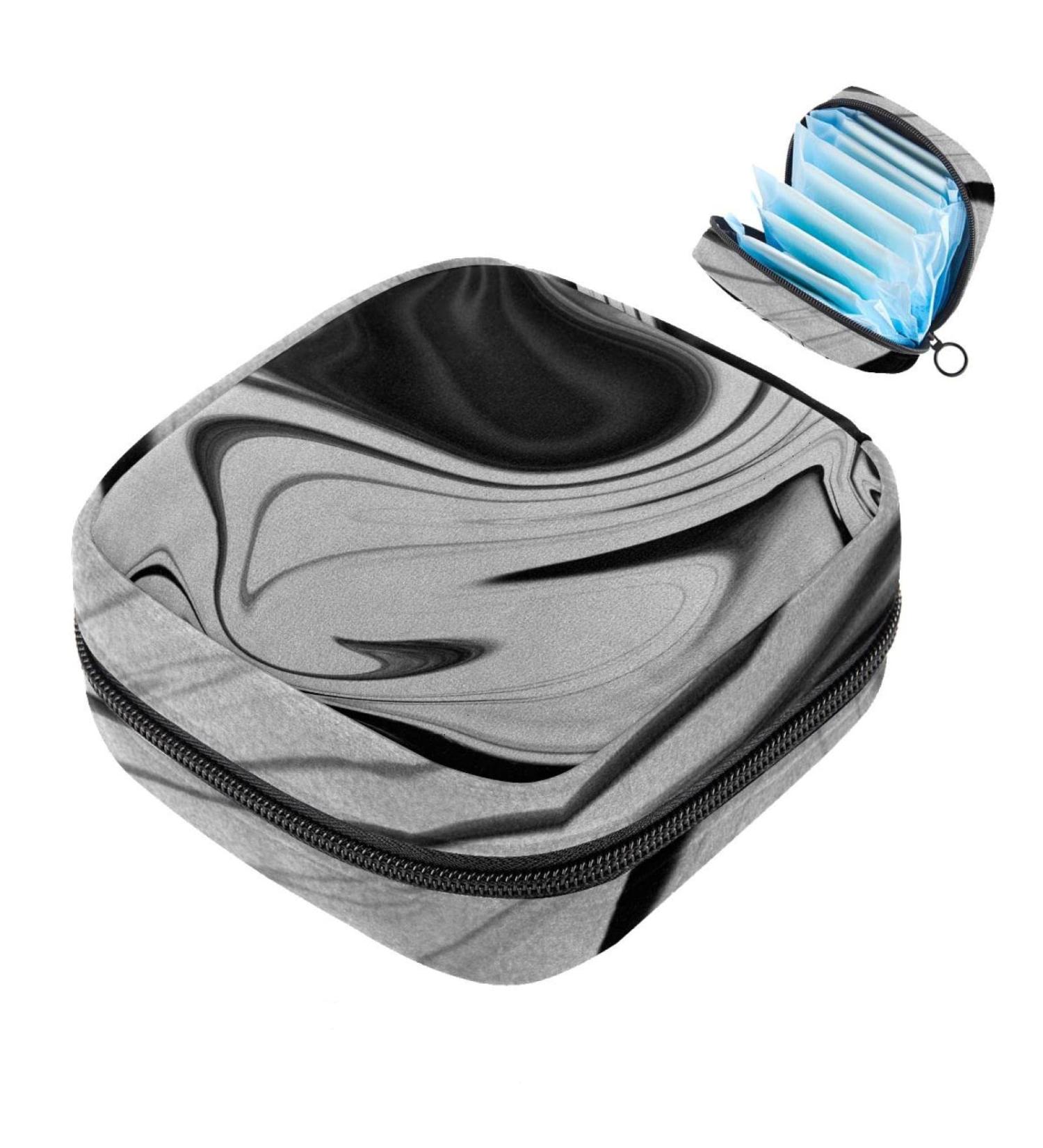 Menstruation Pad Bag with Zipper - Stylish Women's Napkin & Tampon Collection Bag in Abstract Gray Psychedelic Design | Perfect for Girls - Buy Online on GoSupps.com