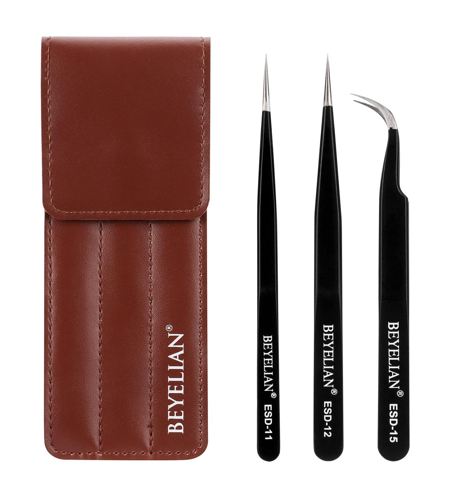 BEYELIAN Eyelash Extension Tweezers Set - 3 Professional Isolation & Volume Lash Tweezers in Black - Buy Online on GoSupps.com