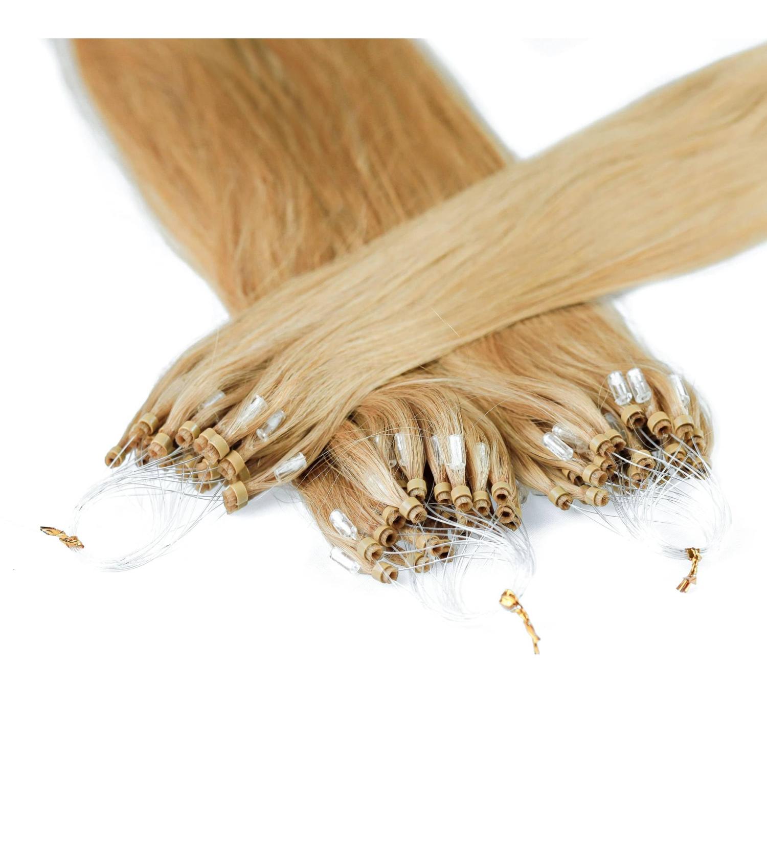 Hair2Heart Microring Extensions - Real Hair 50 Strands 1g 40cm Light Blonde Gold Ash (#20) - Premium Quality & Easy Application - Buy Online on GoSupps.com