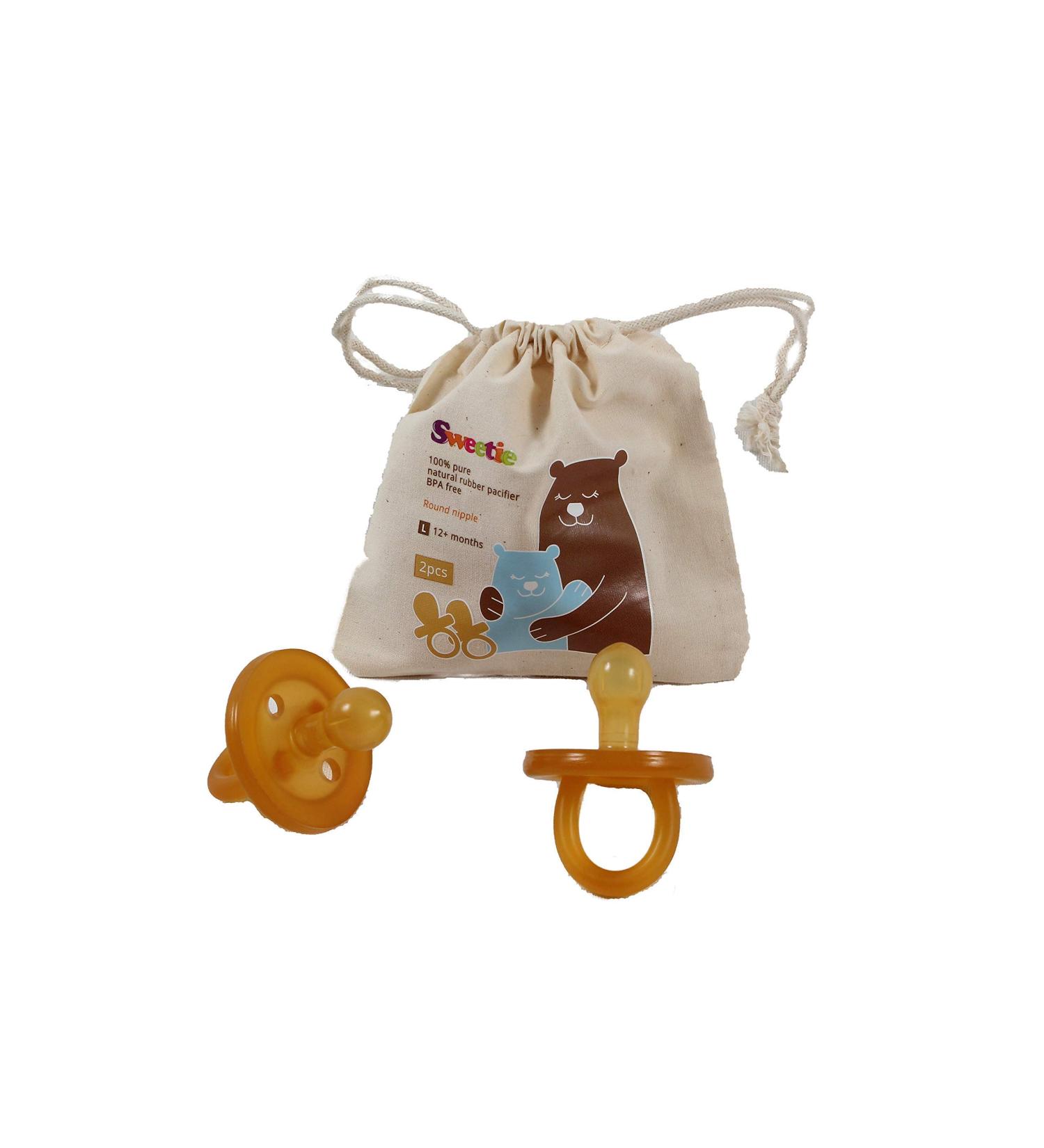 Sweetie Natural Rubber Pacifier Rounded 2 Count - Small (0-6 months) - Buy Online on GoSupps.com