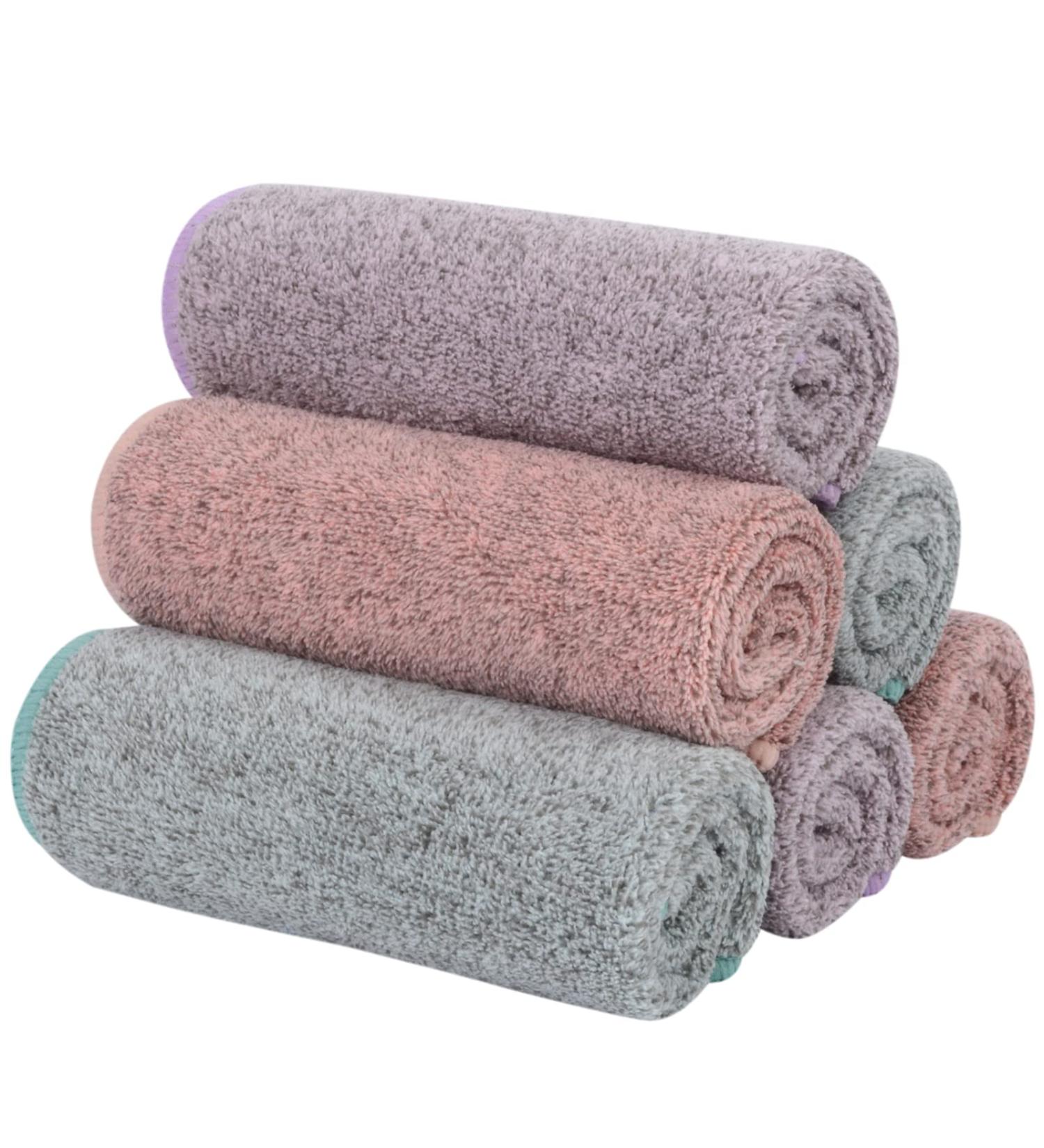 SINLAND Microfiber Face Towels 12x12 6 Pack | Ultra Soft Facial Washcloths in Curry, Green, and Purple - Buy Online on GoSupps.com
