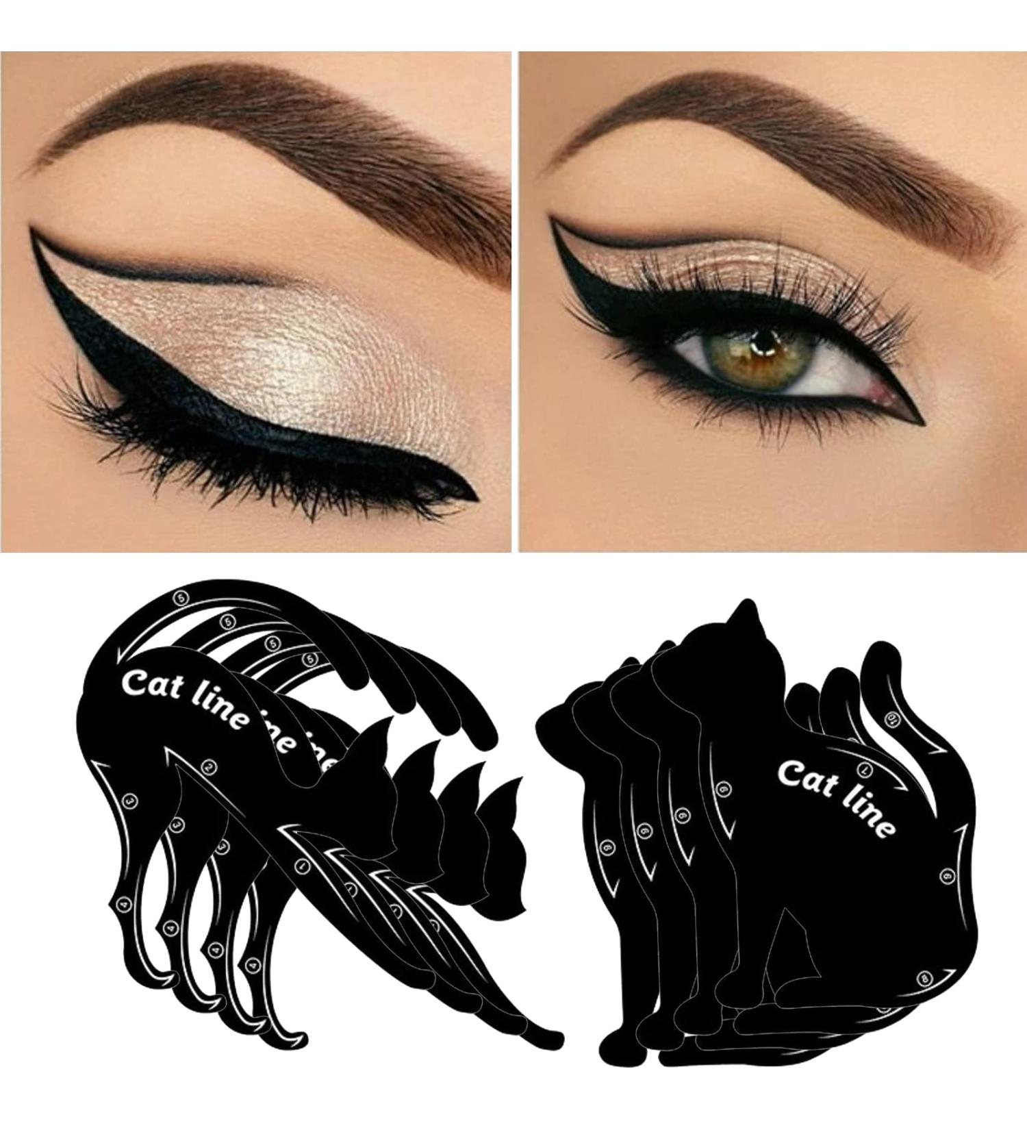 4 Pairs Eyeliner & Eyeshadow Stencils - Cat Winged Eyeliner Sticker & Cut Crease Eyeshadow Stamp Pads - Quick Smokey Eye Tool - Makeup Artist Supplies - Buy Online on GoSupps.com