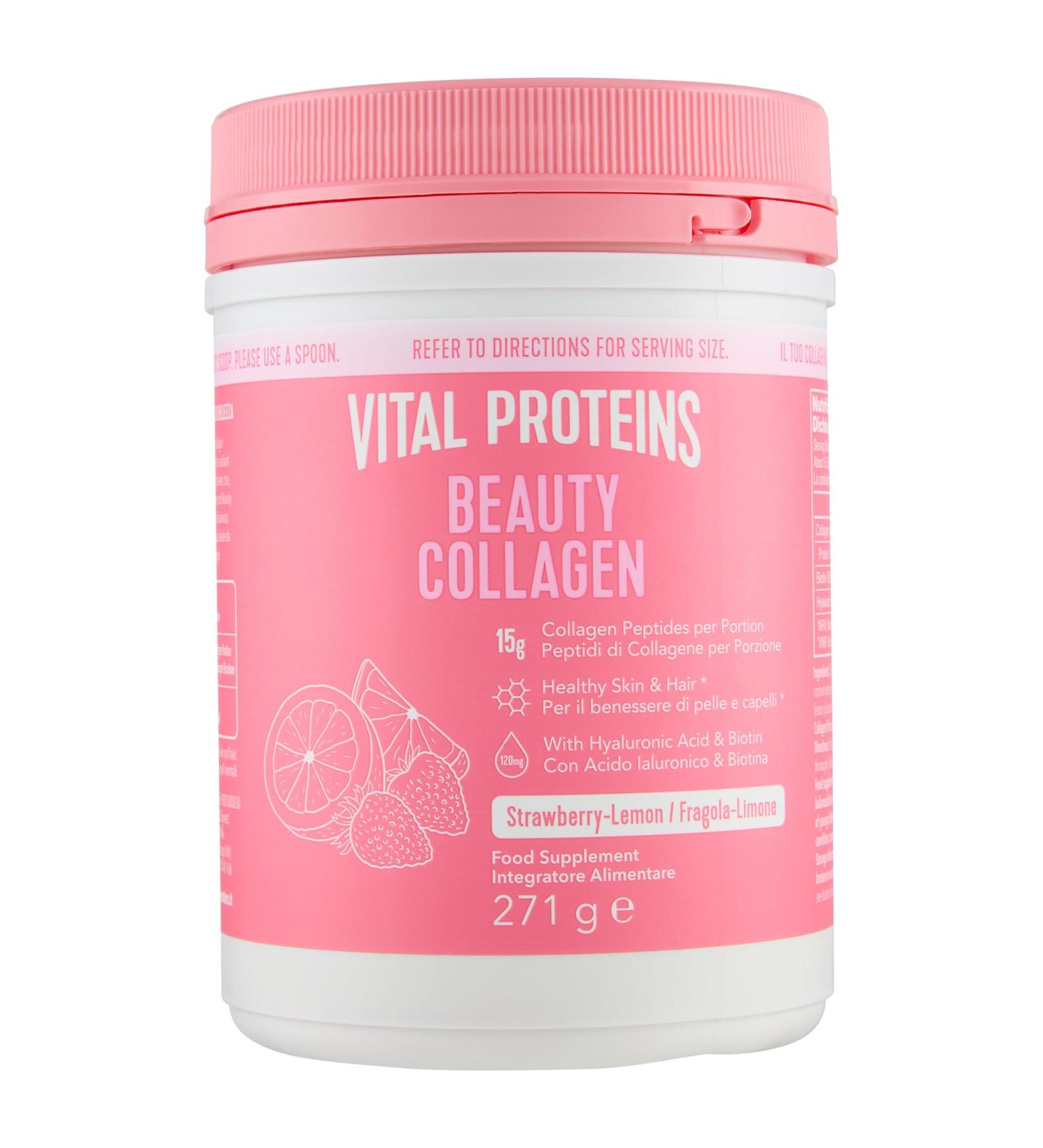 Vital Proteins Vital Proteins Beauty Collagen with Hyaluronic Acid & Biotin Hydrolyzed Collagen Supplement Powder Strawberry Lemon Skin Hair & Nails 15g Collagen Peptides Per Serving 271g