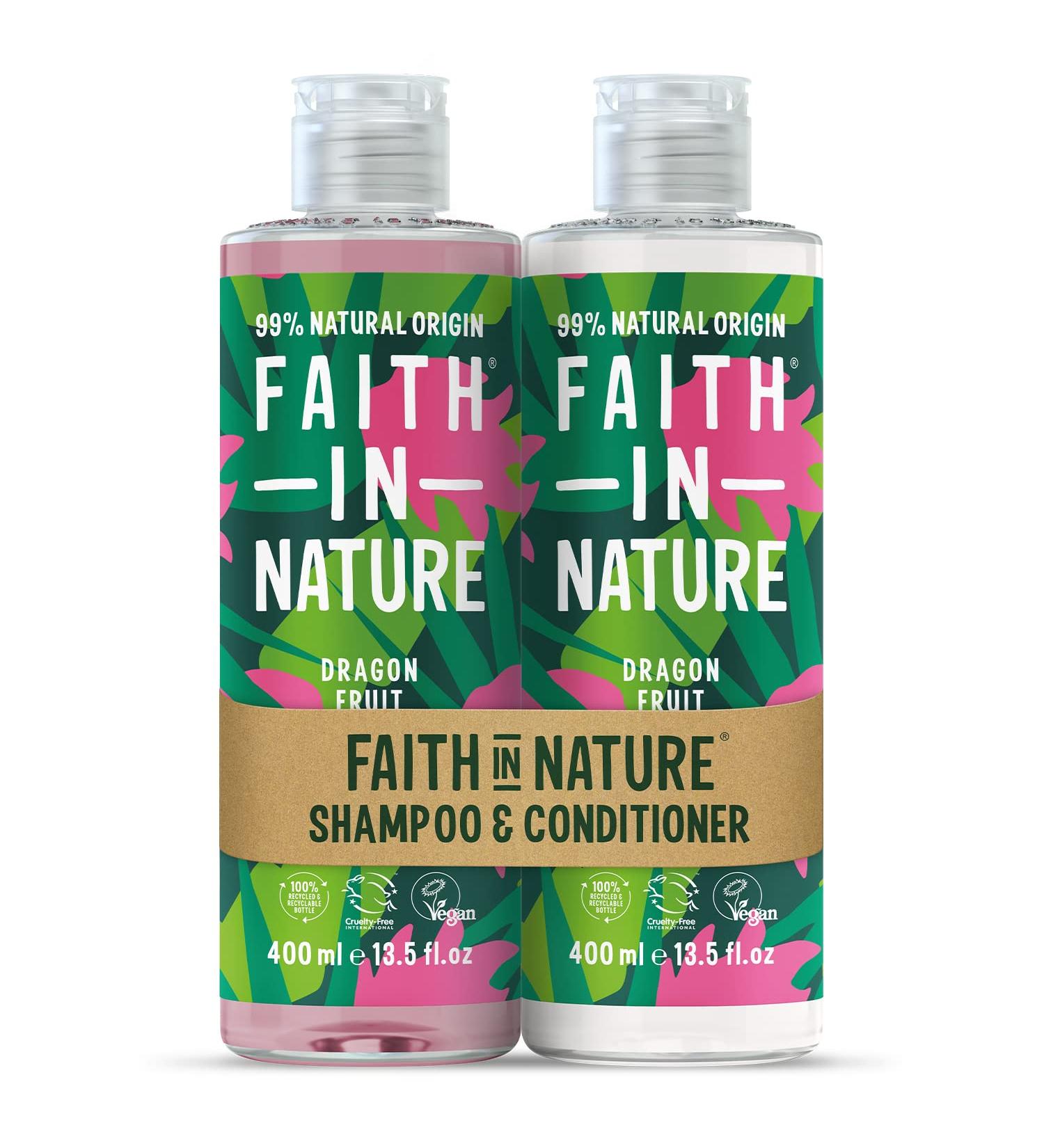 Faith In Nature Dragon Fruit Shampoo and Conditioner Set - Revitalising Vegan & Cruelty Free - 2 x 400ml - For All Hair Types - No SLS or Parabens - Buy Online on GoSupps.com