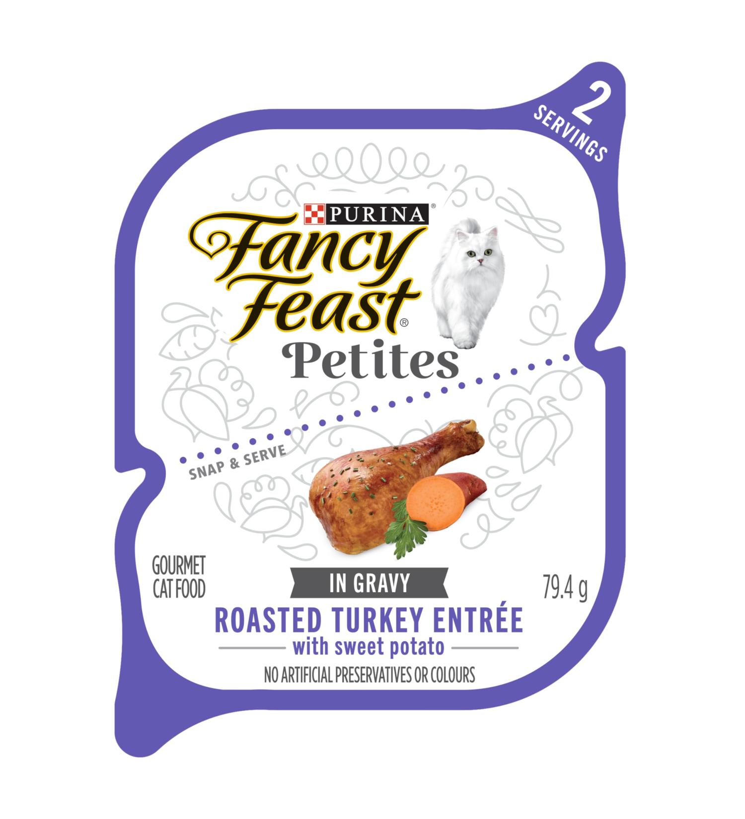 Fancy Feast Petites Wet Cat Food Pate Tender Turkey Entree - 79.4 g Tray (12 Pack) Turkey with Sweet Potato 12 - Buy Online on GoSupps.com