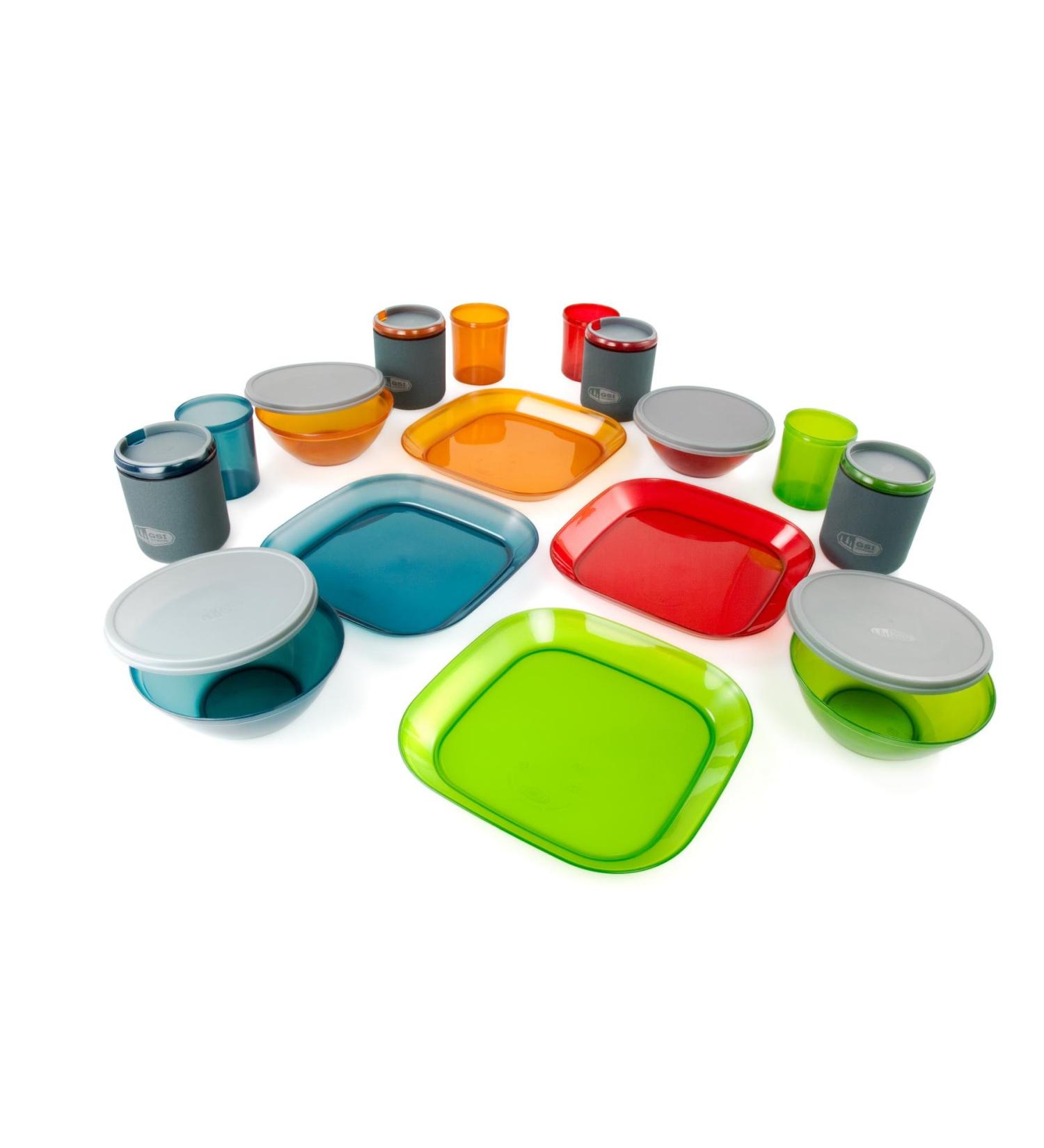 GSI Outdoors Infinity 4 Person Deluxe Table Set - Multicolor, Durable & Break Resistant Plates, Bowls, Mugs & Cups - Buy Online on GoSupps.com
