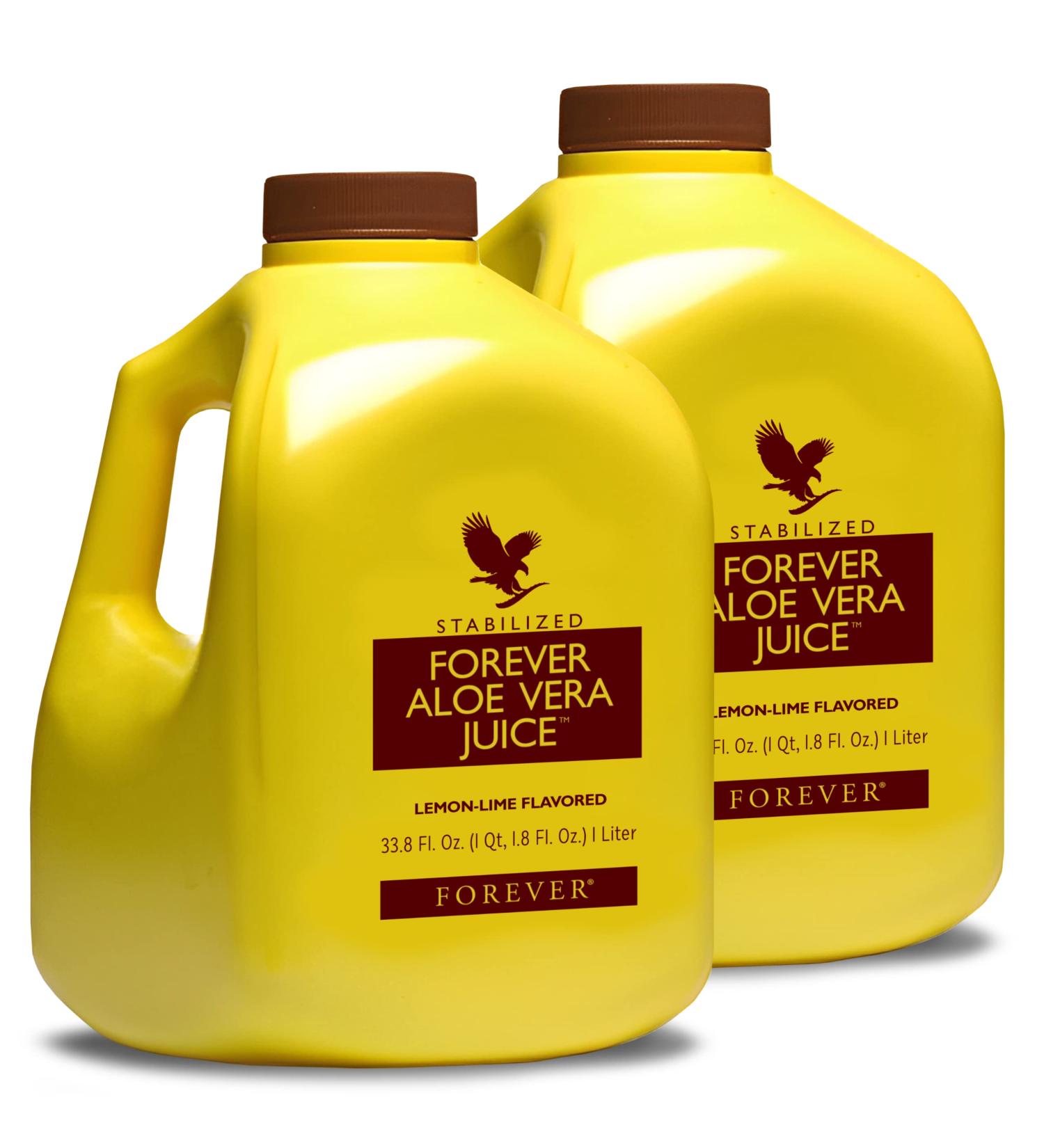 Forever Living Lemon-Lime Flavored Aloe Vera Juice - 2 Bottles of 1 Liter (33.8 Fl Oz) | Pure Aloe Vera Plant Extract | Pack of 2 - Buy Online on GoSupps.com