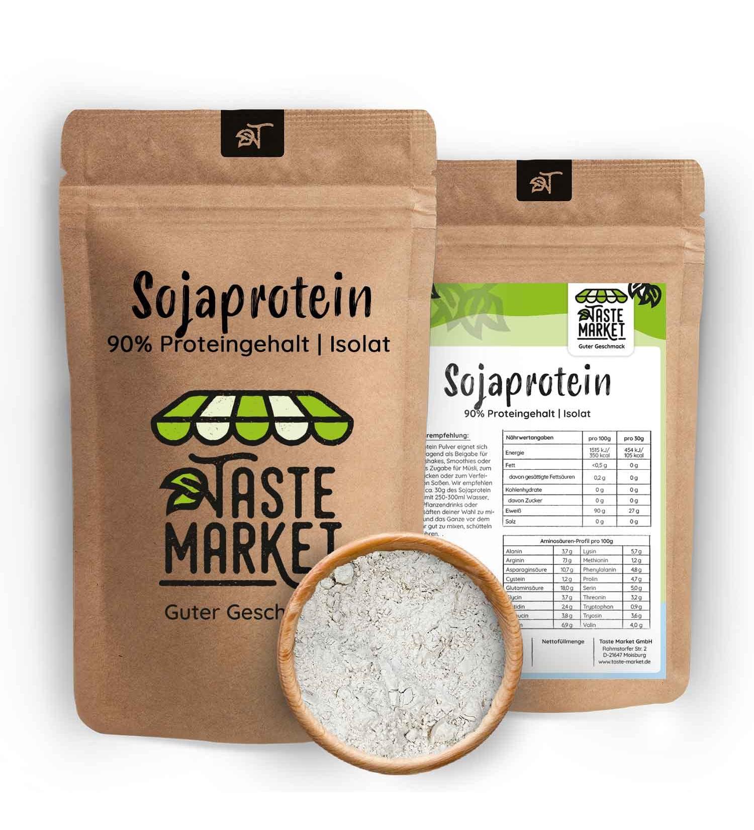 200g Soy Protein Isolate | 90% Vegan Protein Powder | Taste Market - High-Quality Soy Protein for Optimal Nutrition - Buy Online on GoSupps.com