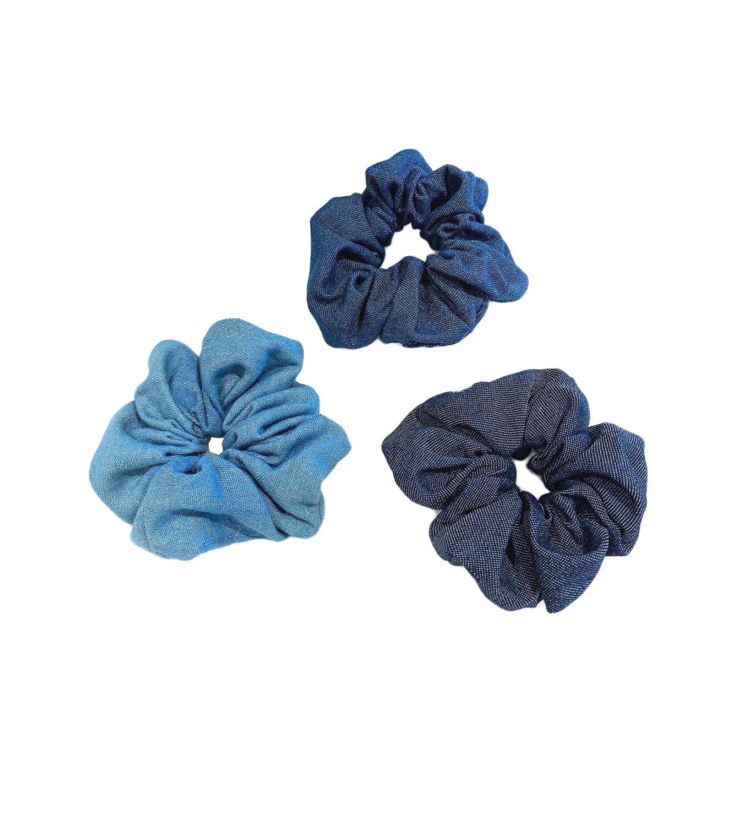 Denim Hair Scrunchies Set for Girls - 3 Pcs Hair Tie Ponytail Holders JW011 - Buy Online on GoSupps.com