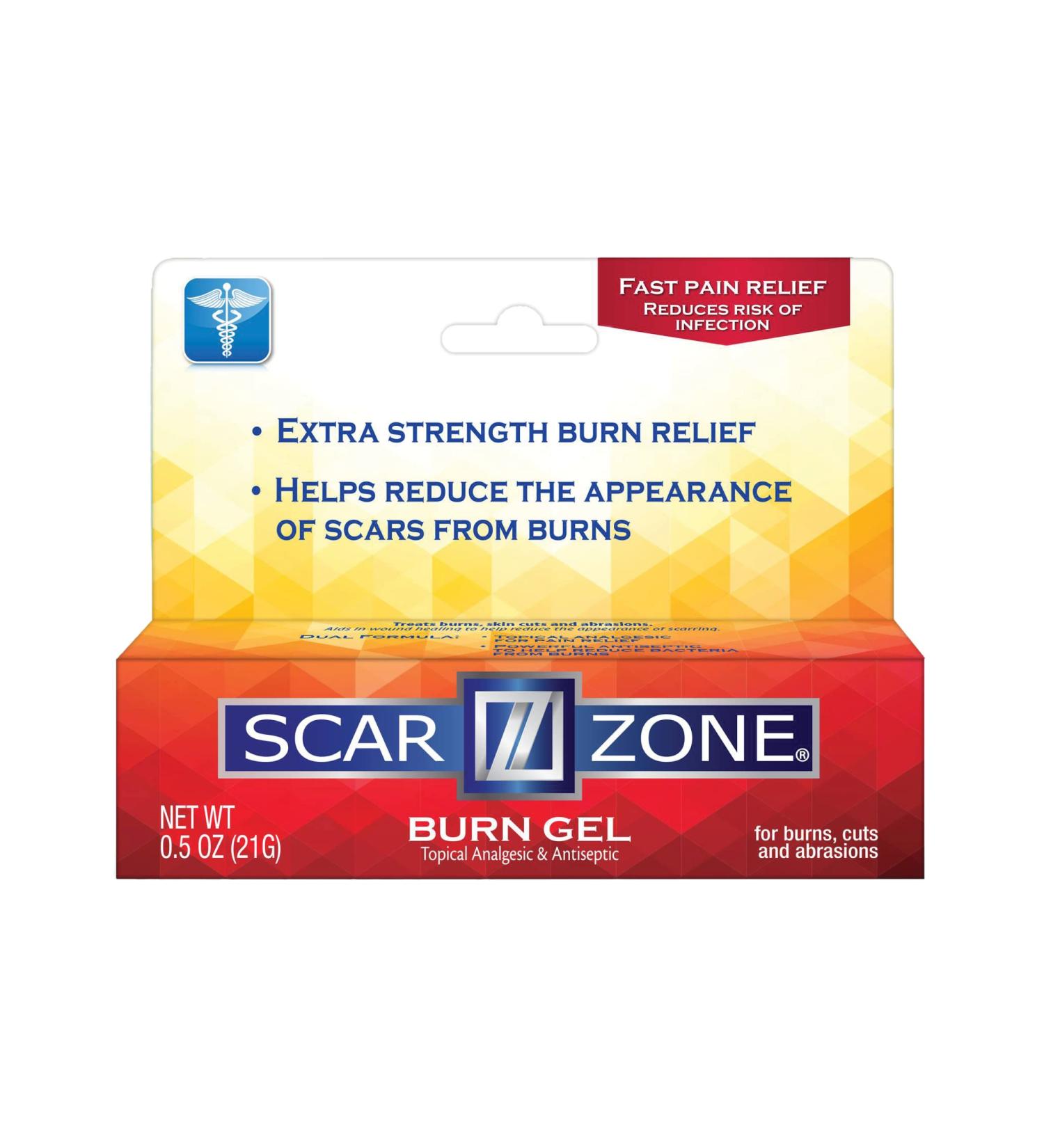 Scar Zone Burn Pain Relief Gel - Extra Strength Topical Analgesic for Minor Cuts, Burns & Abrasions (0.5 oz) - Buy Online on GoSupps.com