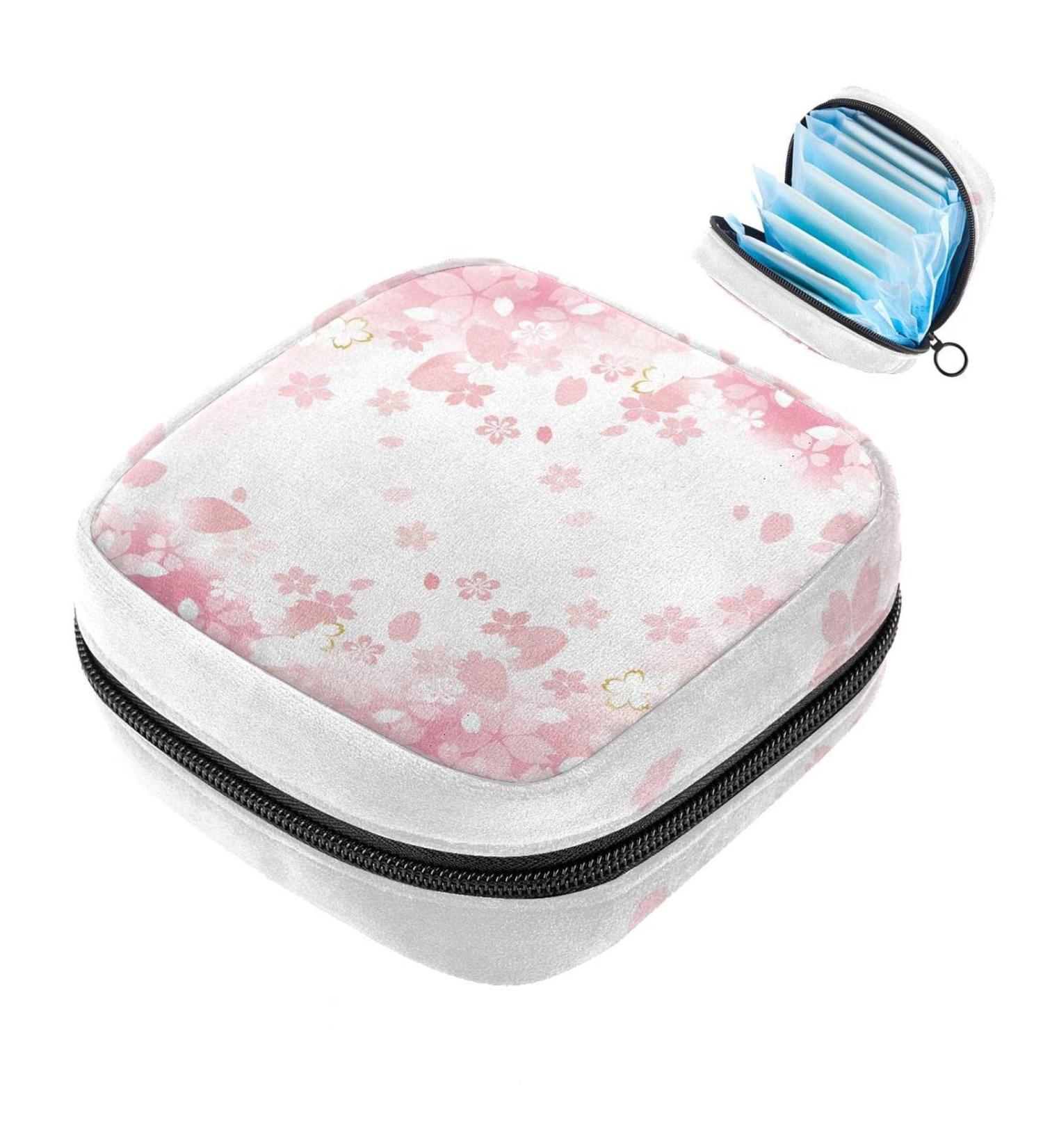Women's Binding Bags - Cherry Flowers Tampon Storage with Zip Pockets | Multi-Use Menstrual Tie Bags - Buy Online on GoSupps.com