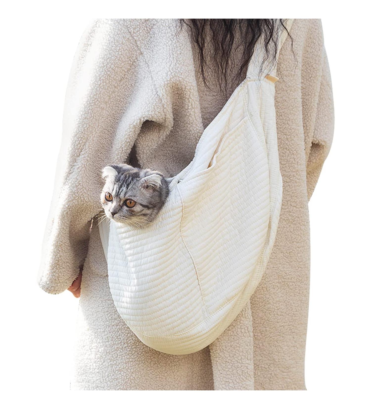 Breathable Pet Sling Carrier Bag for Small Dogs and Cats - Wide Shoulder Strap - Portable and Comfortable - Buy Online on GoSupps.com