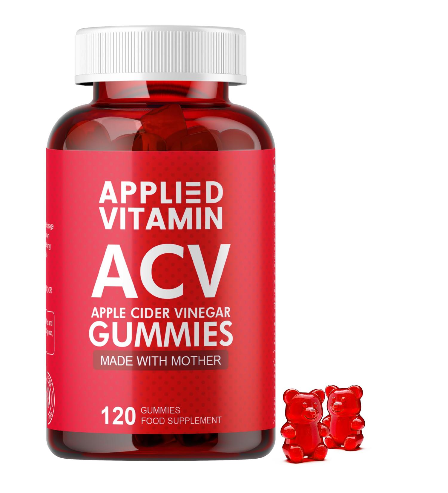 Applied Vitamin Apple Cider Vinegar Gummies 1000mg for Weight Loss - Keto Diet with Folic Acid, Vitamin C & B12 - Pomegranate & Beetroot Powder - 120 Bear Gummy - Buy Online on GoSupps.com