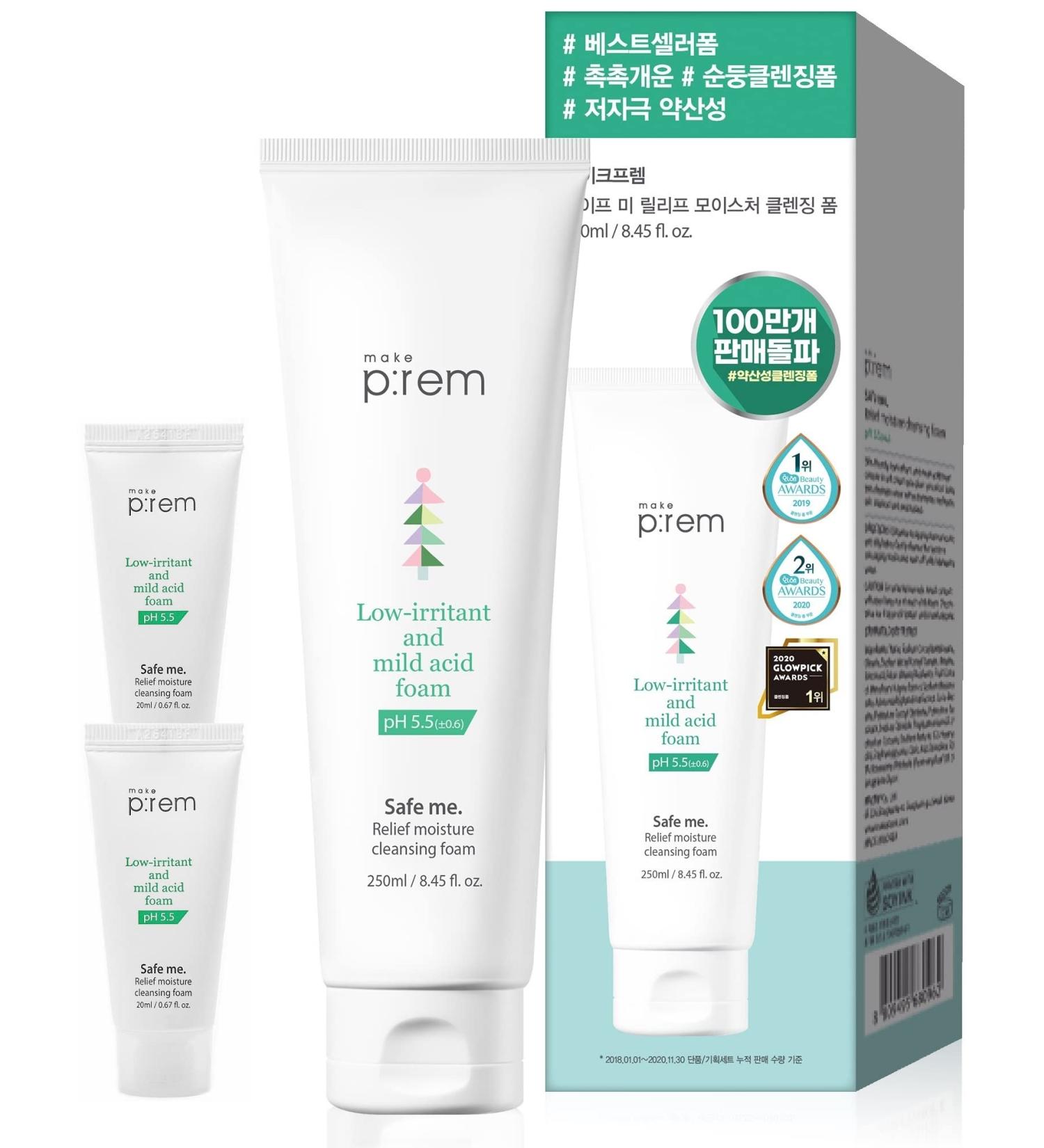 MAKEPREM Hydrating Cleansing Foam for Sensitive Dry Skin - 8.45 Fl Oz - Low pH 5.5 Face Wash with Naturally-derived Ingredients - Safe Me. Relief Moisture - Pack of 1 - Buy Online on GoSupps.com