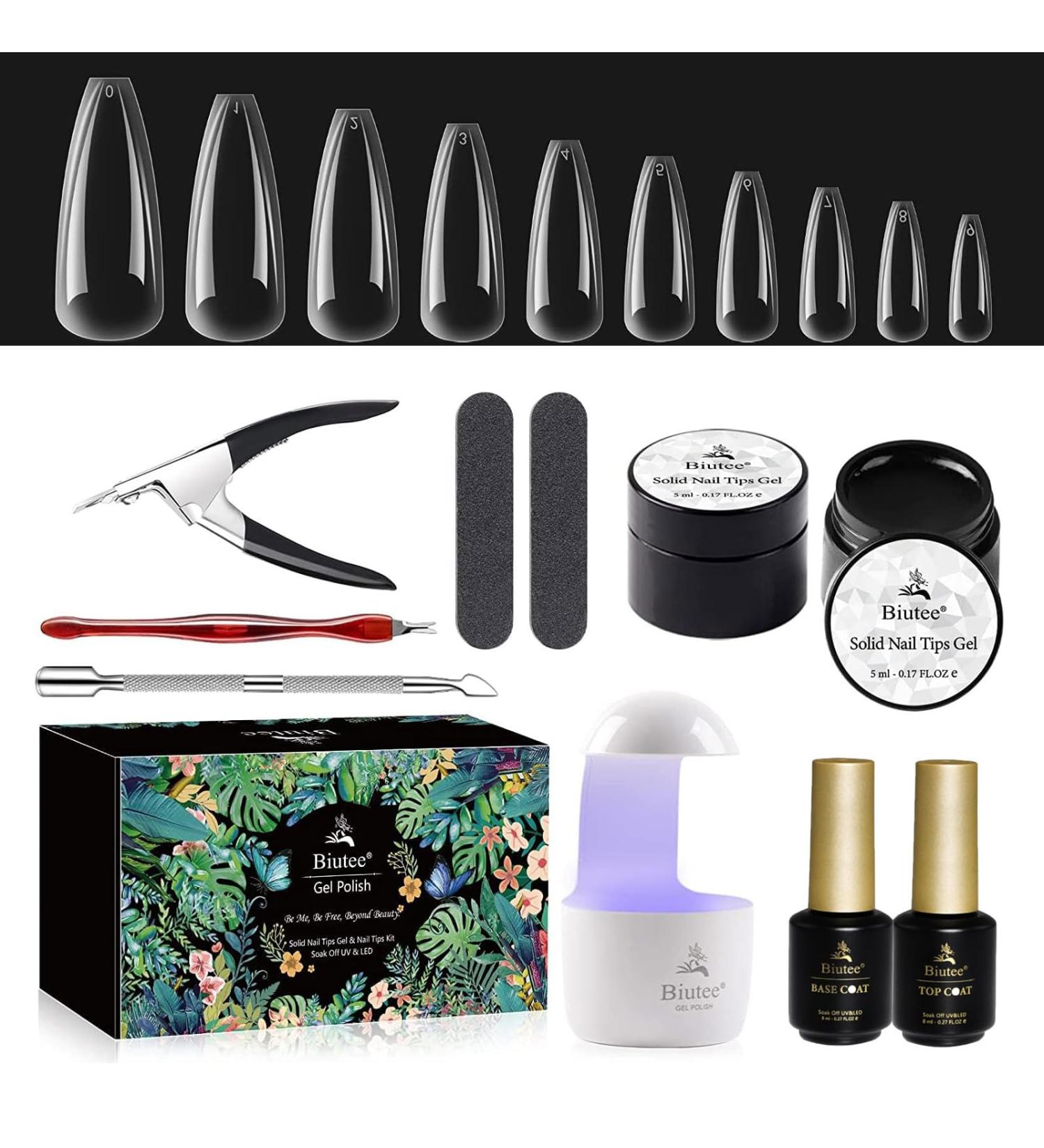 BIEUTEE NAGE TIPS SET - 500 Nail Tips with Glue for Gel Nails Mini UV Lamp & Nail Tools | Perfect Press-On Nails - Buy Online on GoSupps.com
