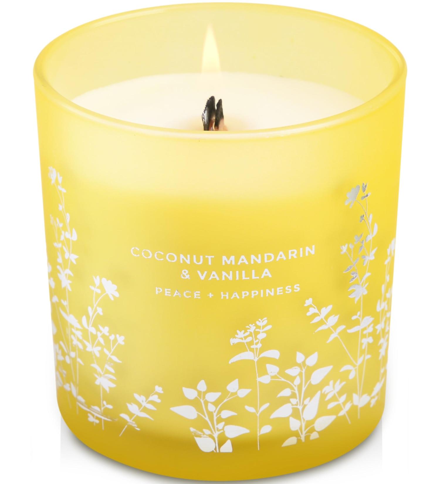 Coconut Mandarin Vanilla Candles - Luxury Highly Scented Soy Candles for Home | Tropical Beach Aromatherapy Relaxation Gifts - Buy Online on GoSupps.com
