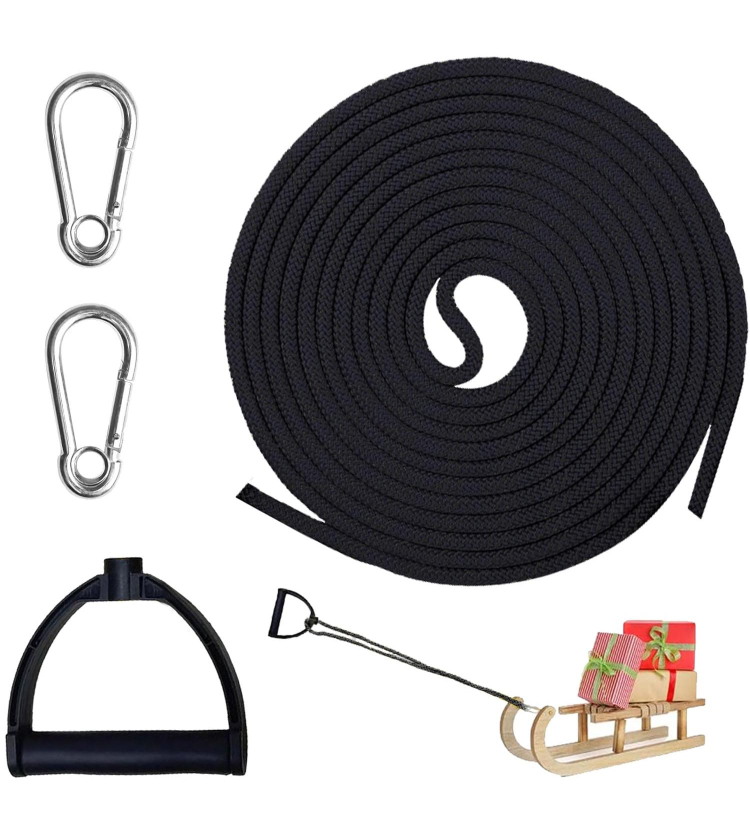 4m Sled Rope with Carabiner - 8mm Diameter Premium Sled Pull Rope with Handle | International Shipping - Buy Online on GoSupps.com